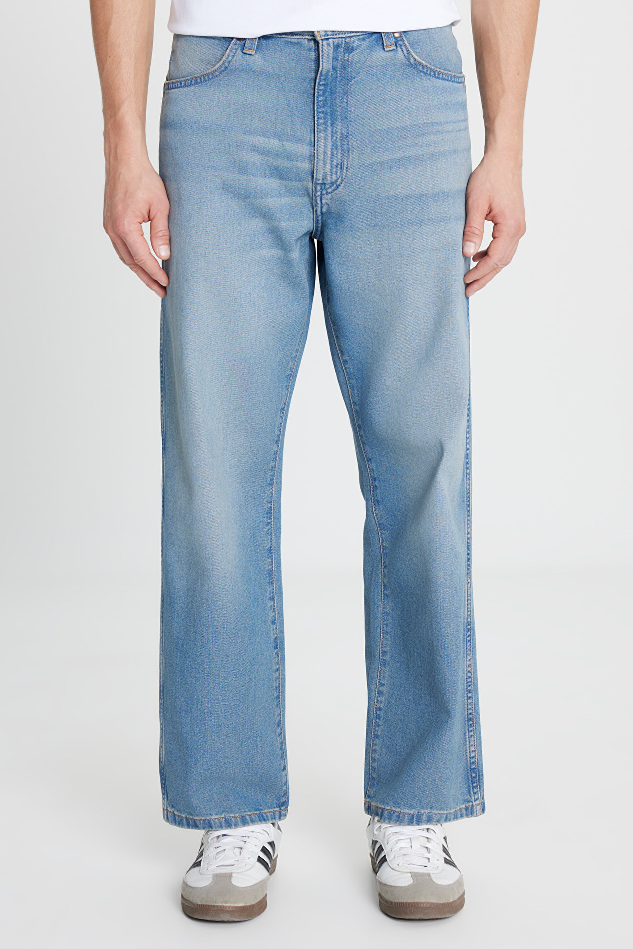 %100 Pamuk Loose Fit Rahat Kesim Cepli Jean Kot Denim Pantolon - Authentic Medium-W179201512588 (görsel 3)