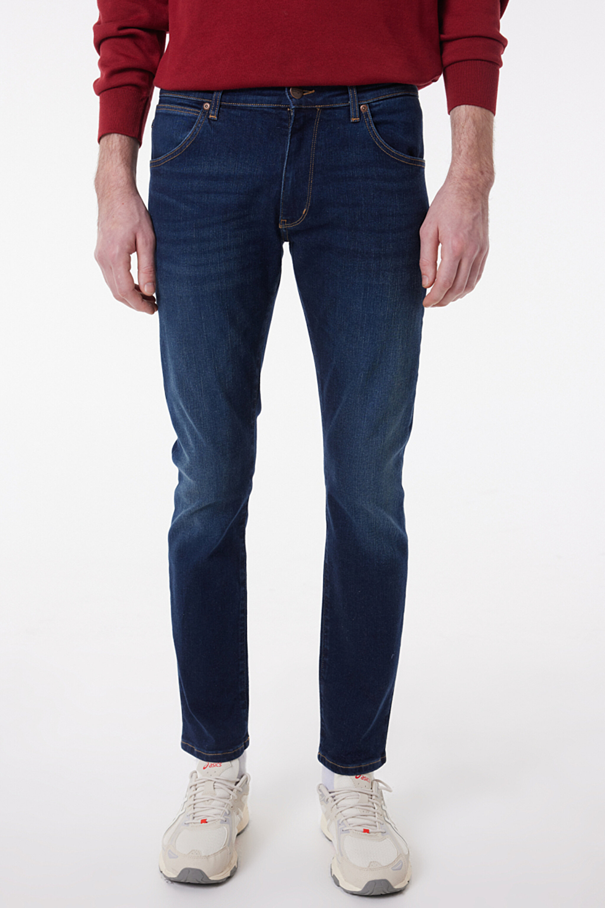 Larston Slim Fit Dar Kesim Düşük Bel Mavi Esnek Jean Kot Pantolon - Mid Blue-W18S028XT