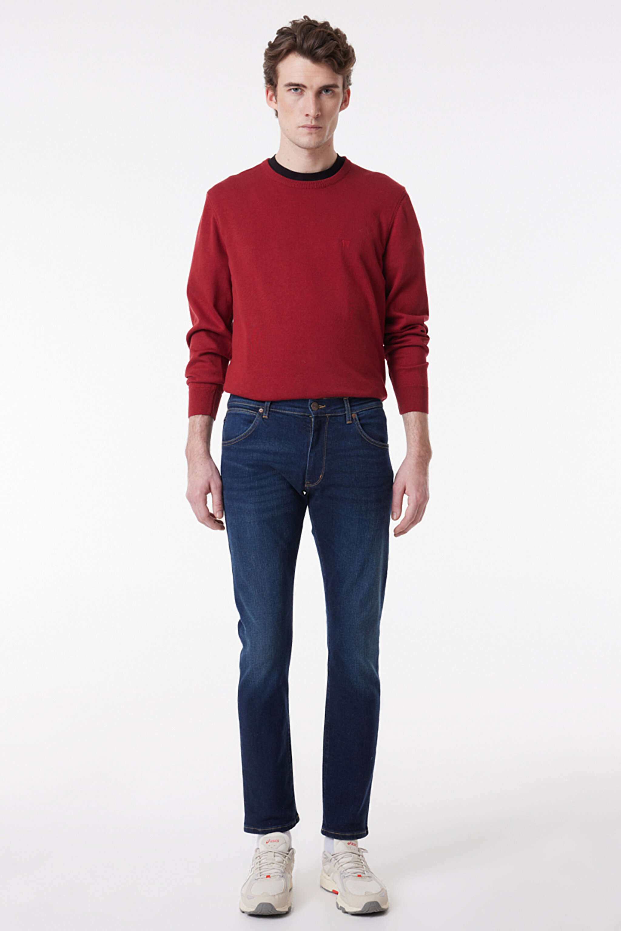 Larston Slim Fit Dar Kesim Düşük Bel Mavi Esnek Jean Kot Pantolon - Mid Blue-W18S028XT (görsel 2)