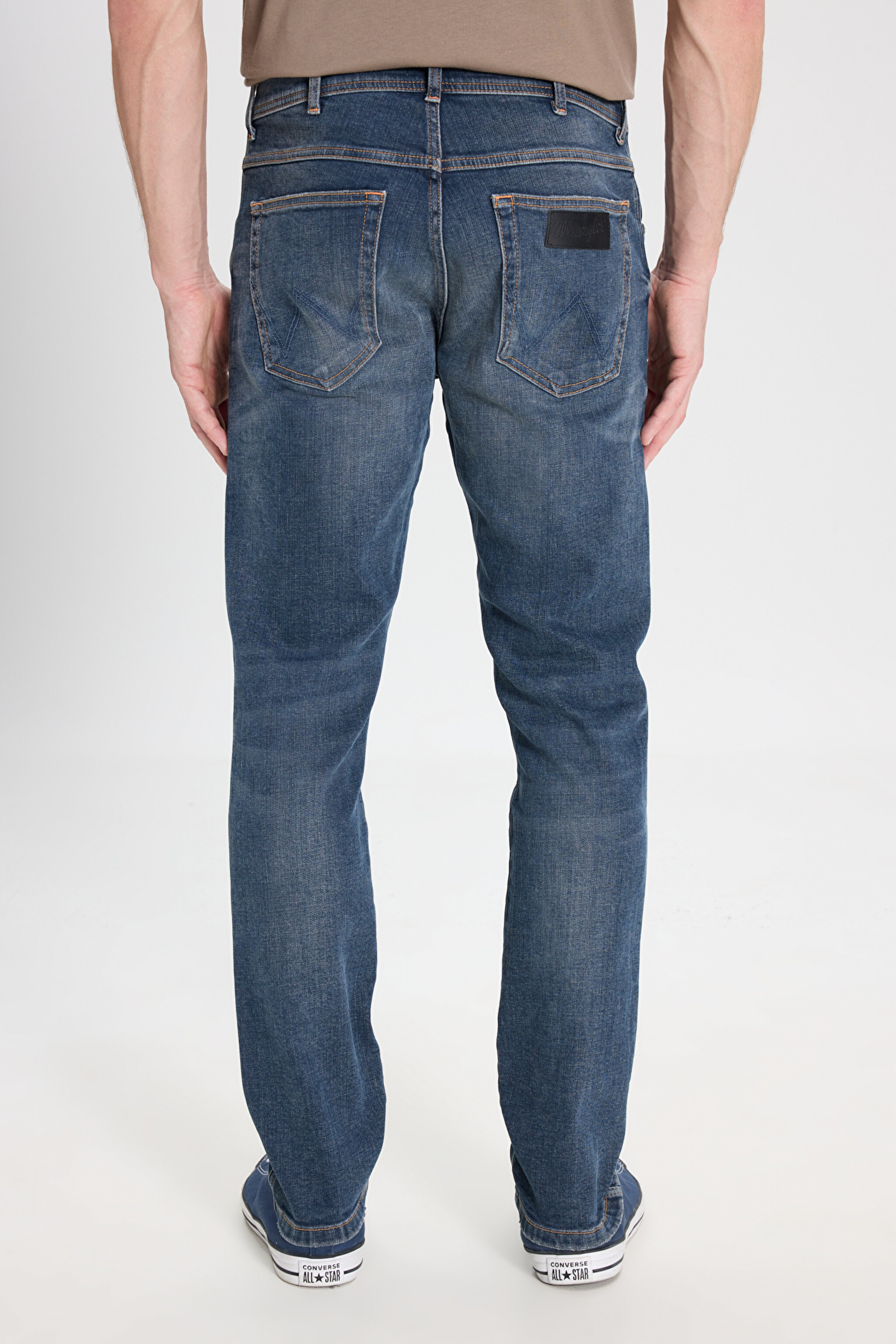 Slim Fit Dar Kesim Düşük Bel Taşlamalı Mavi Esnek Larston Jean Denim Kot Pantolon - Mid Blue-W18S031XT (görsel 5)