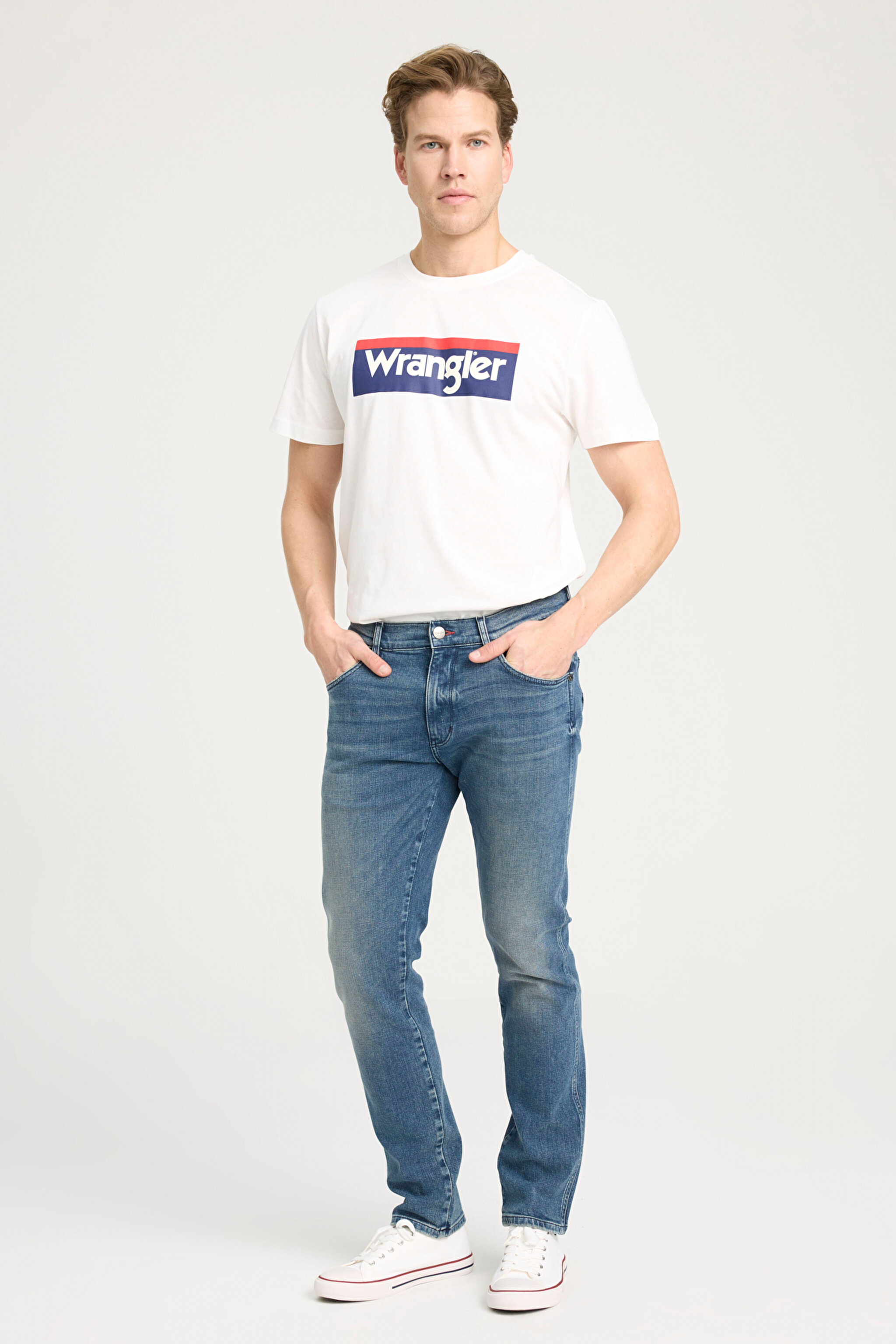 Slim Fit Dar Kesim Düşük Bel Dar Paça Mavi Larston Jean Kot Pantolon - Mid Blue-W18S044XT