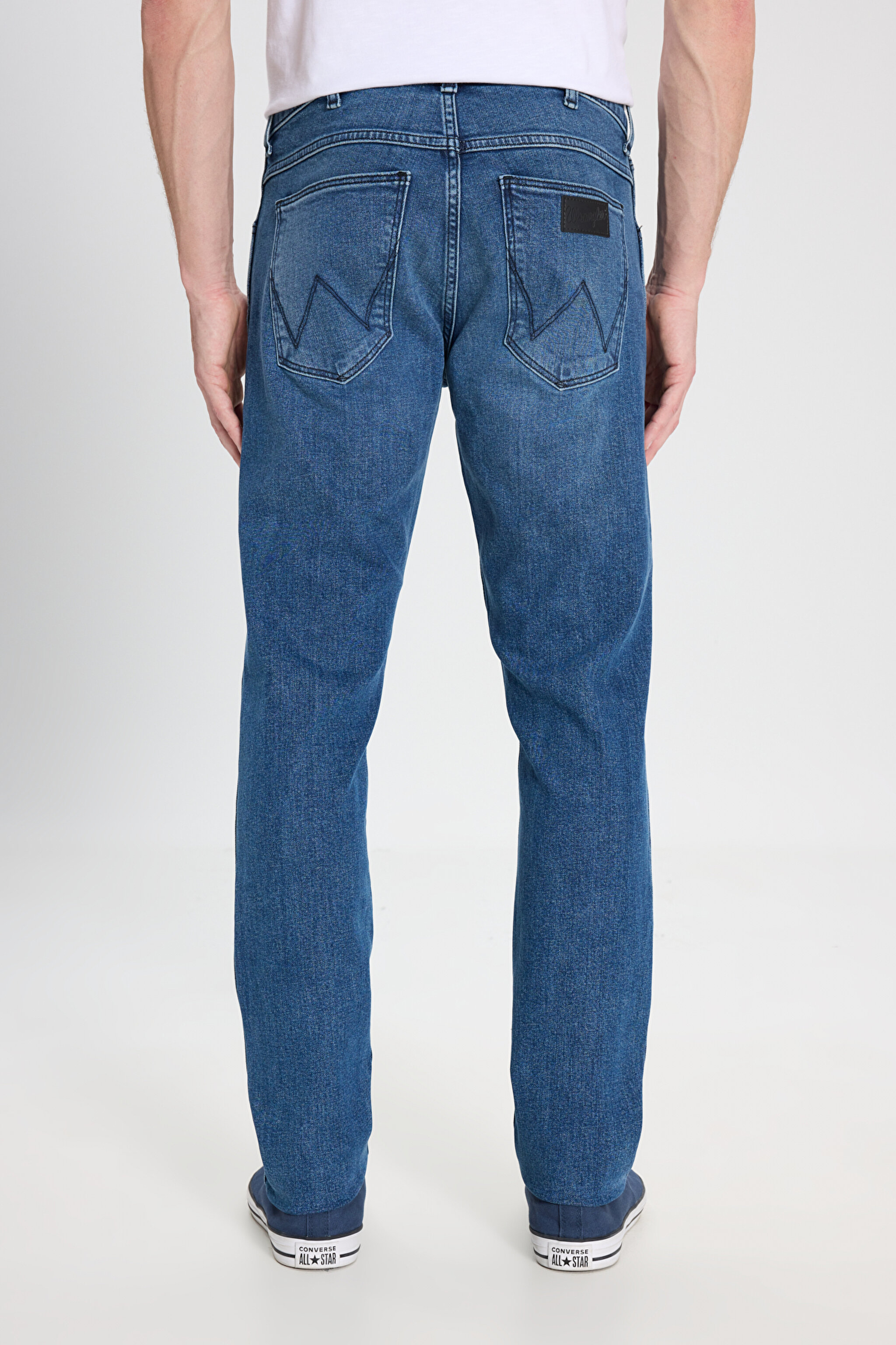 Slim Fit Dar Kesim Düşük Bel Normal Paça Larston Mavi Esnek Jean Denim Pantolon - Mid Indigo-W18S060318 (görsel 5)