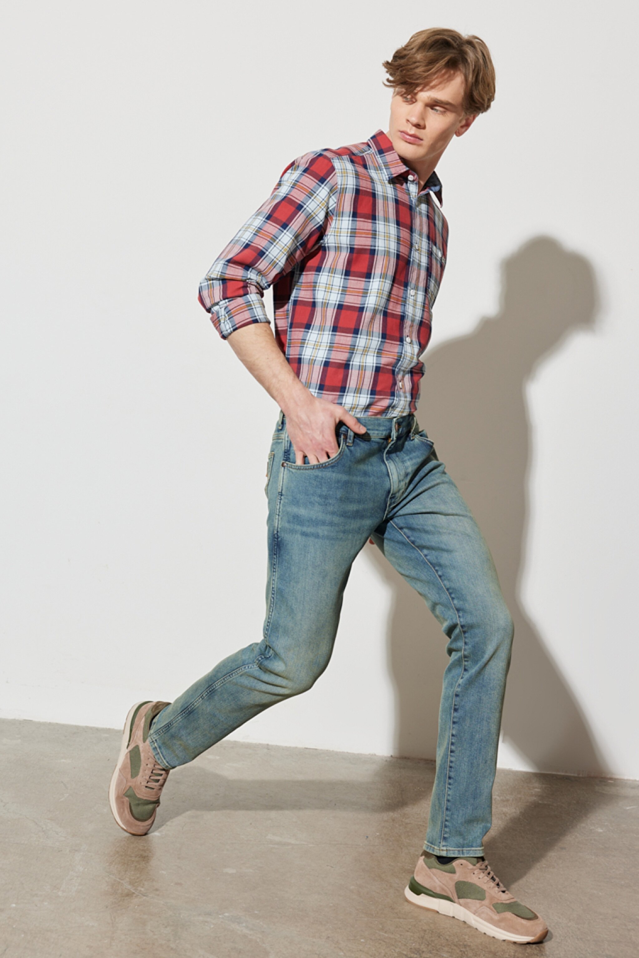 Larston Slim Tapered Normal Bel Esnek Jean Pantolon - Grid Indigo-W18S5929Y (görsel 2)