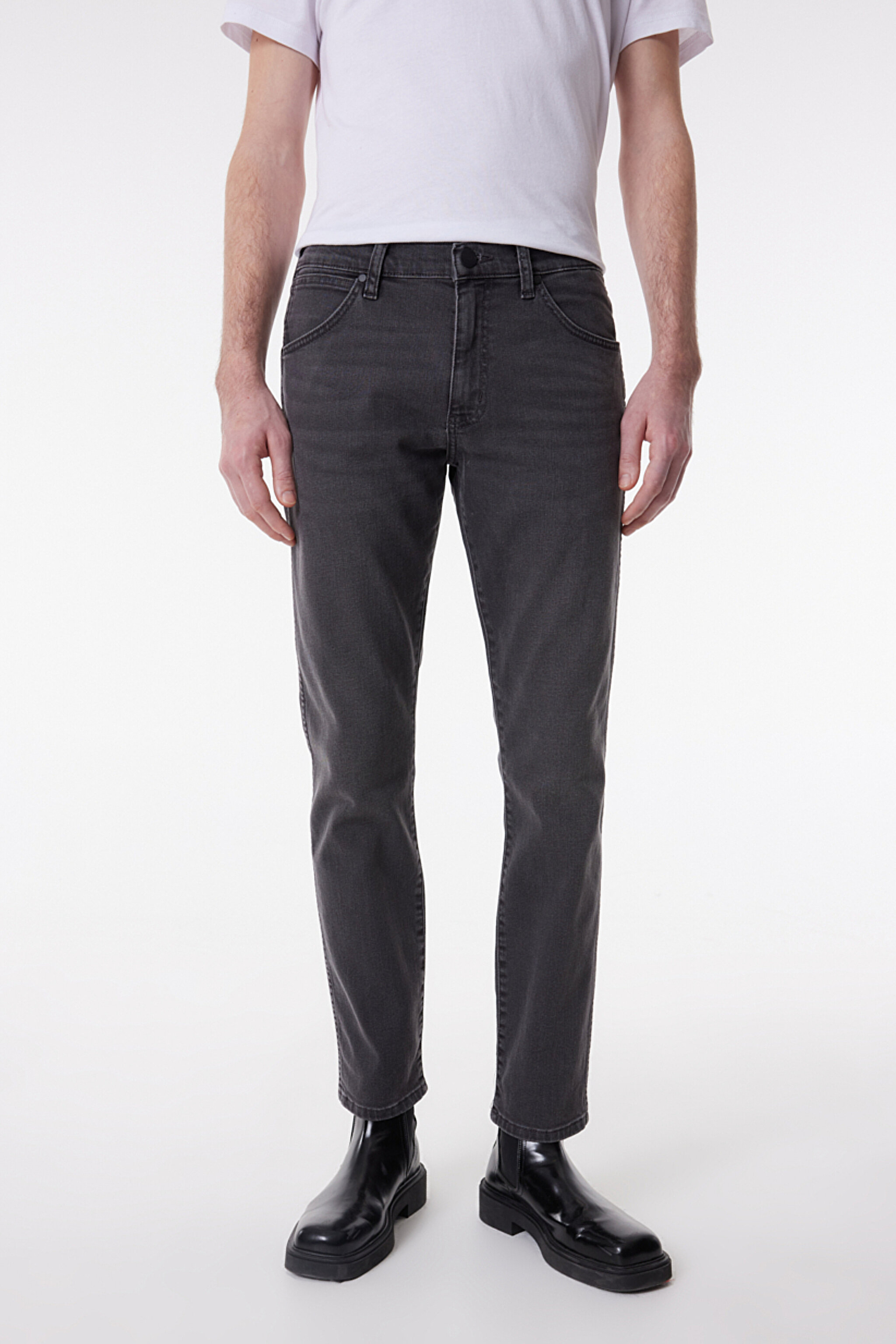 Slim Fit Dar Kesim Düşük Bel Koyu Gri Esnek Larston Jean Denim  Kot Pantolon
