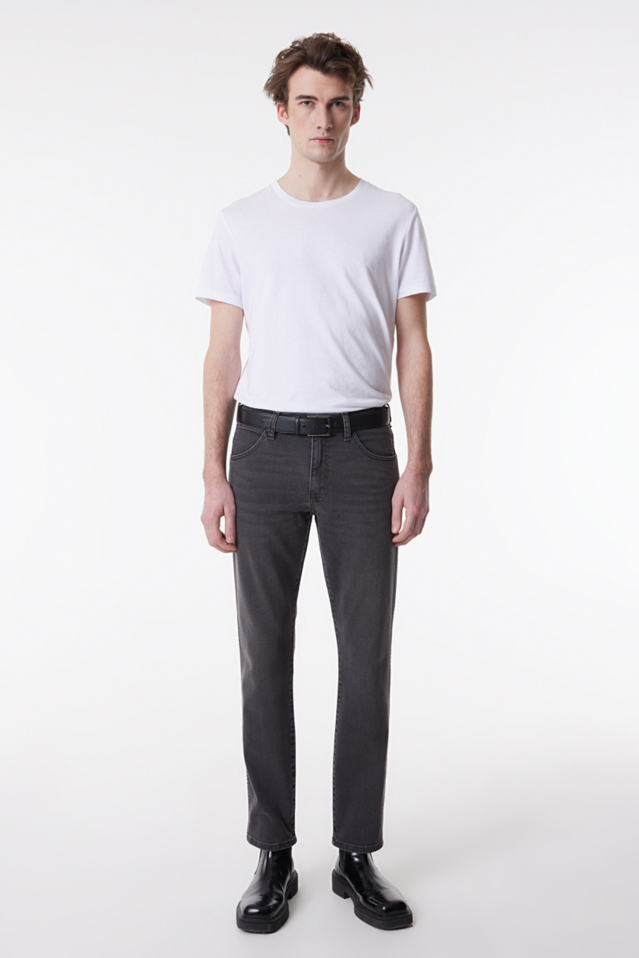 Slim Fit Dar Kesim Düşük Bel Koyu Gri Esnek Larston Jean Denim  Kot Pantolon - Alter Ego-W18SBY854 (görsel 3)