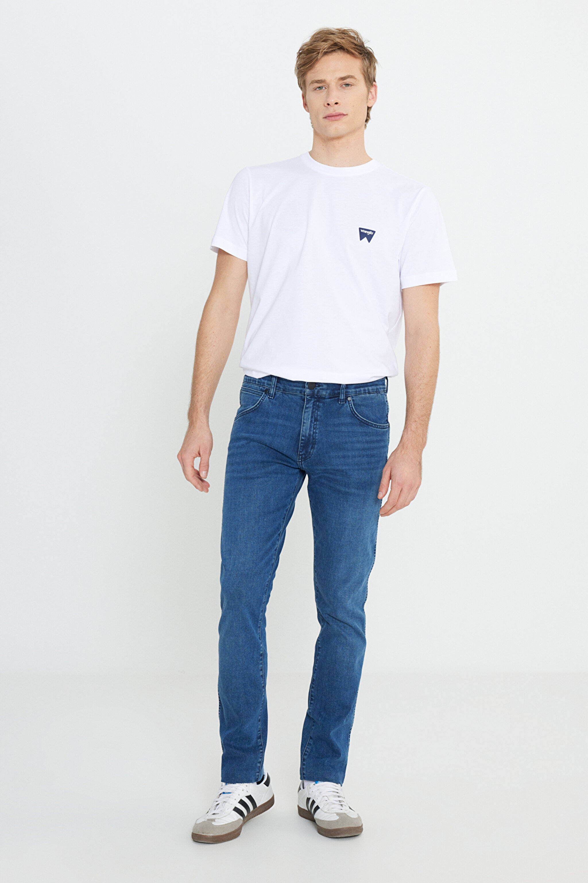 Slim Fit Dar Kesim Düşük Bel Mavi Esnek Larston Jean Denim Kot Pantolon - Mid Blue-W18SMN396 (görsel 2)