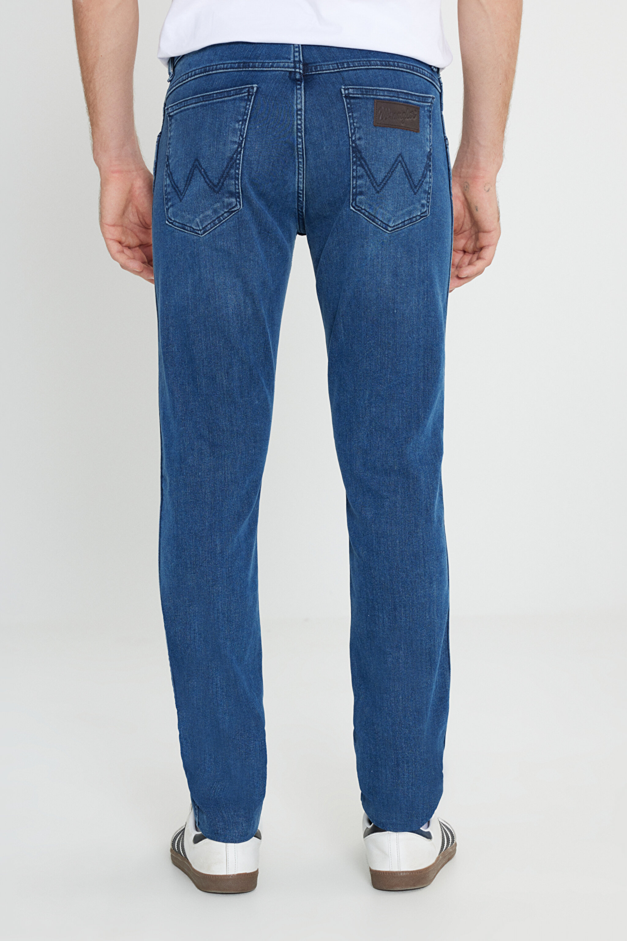 Slim Fit Dar Kesim Düşük Bel Mavi Esnek Larston Jean Denim Kot Pantolon - Mid Blue-W18SMN396 (görsel 5)