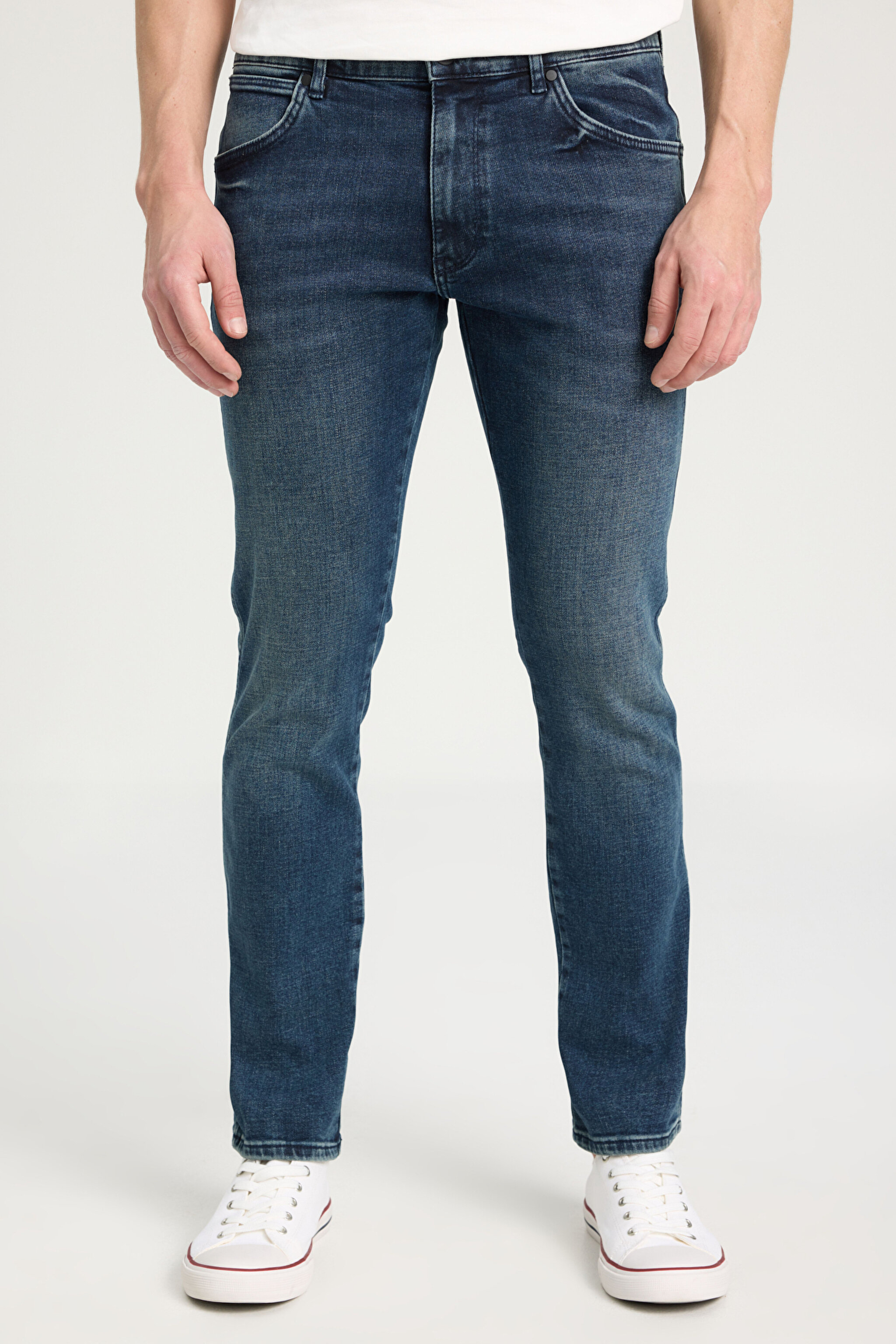 Larston Slim Fit Dar Kesim Düşük Bel Esnek Jean Kot Pantolon - Mid Blue-W18SX3664 (görsel 4)