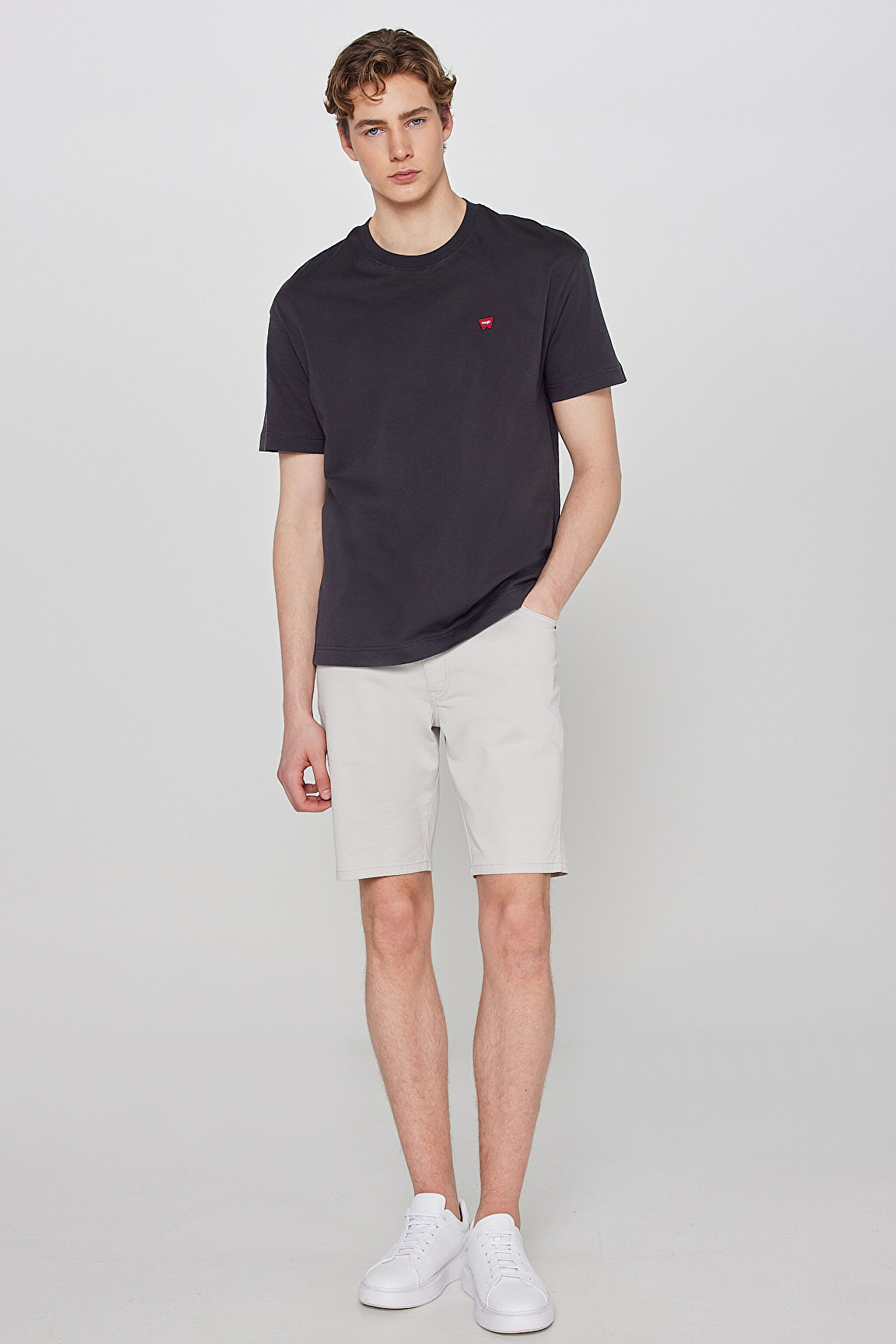 Slim Fit Dar Kesim Normal Bel Pamuklu Taş Rengi 5 Cep Şort - Stone-W21120513 (görsel 2)