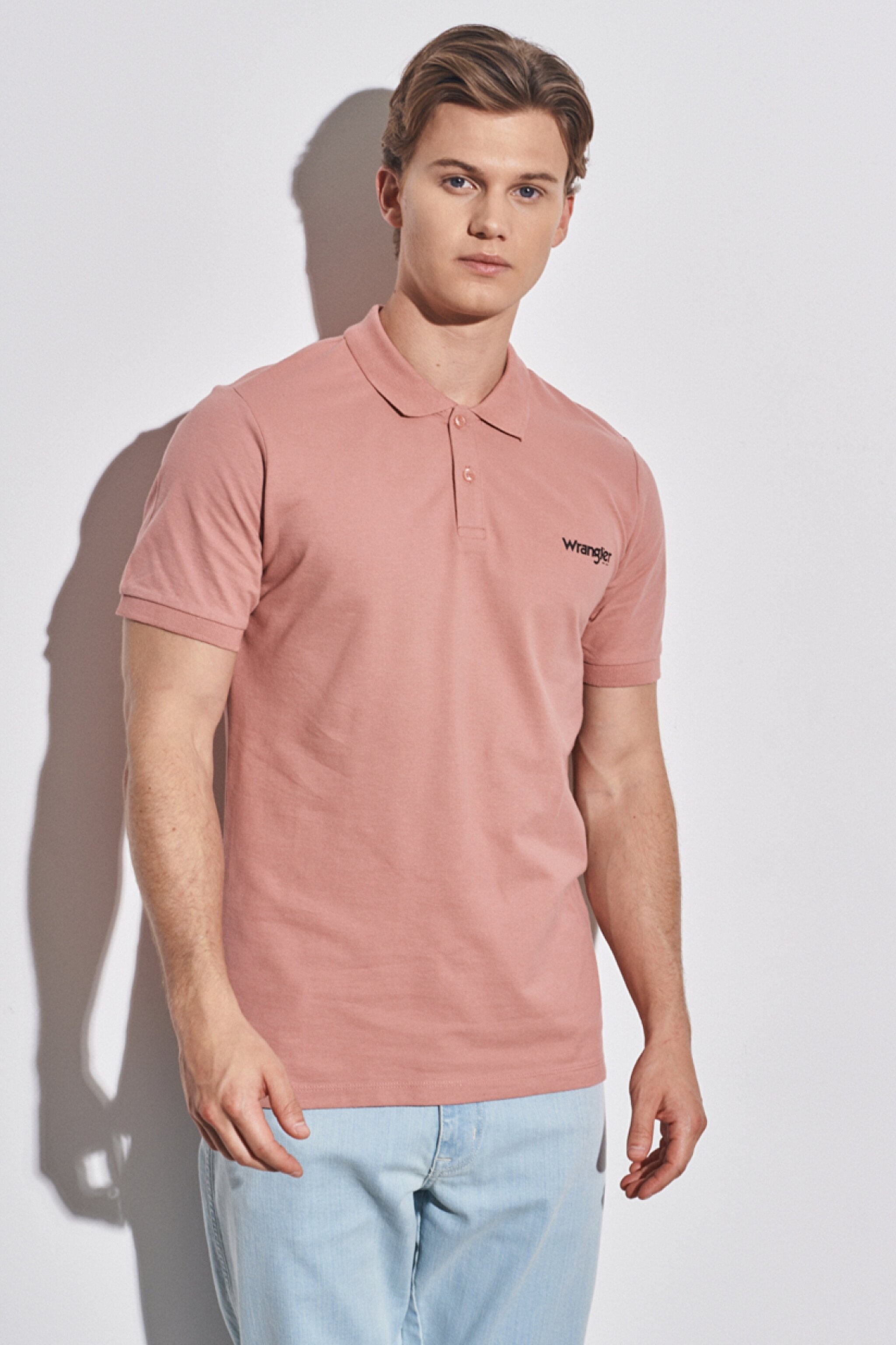 Regular Fit Normal Kesim Polo Yaka %100 Pamuk Tişört - Dusty Rose-W211836532