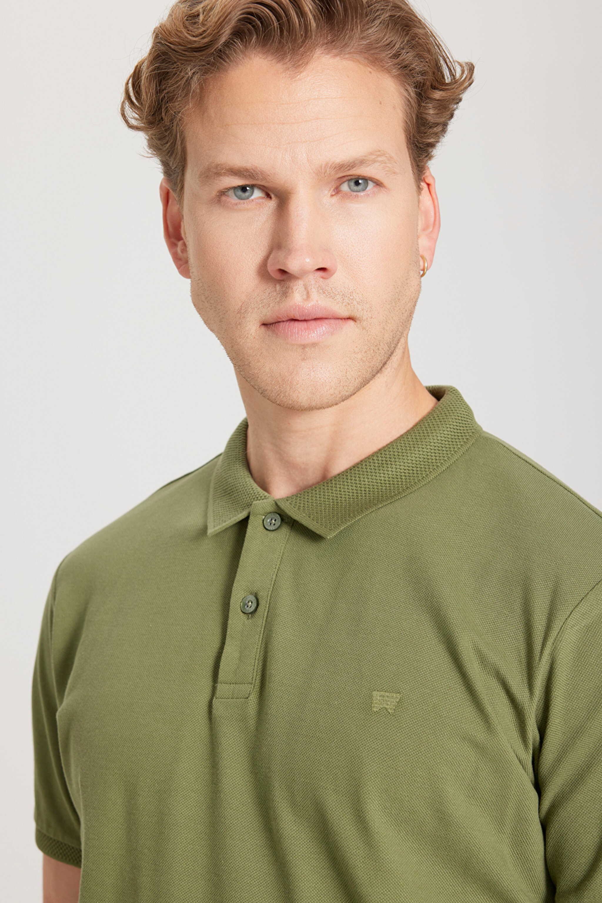Regular Fit Normal Kesim Polo Yaka %100 Pamuk Tişört - Green-W211837300 (görsel 4)