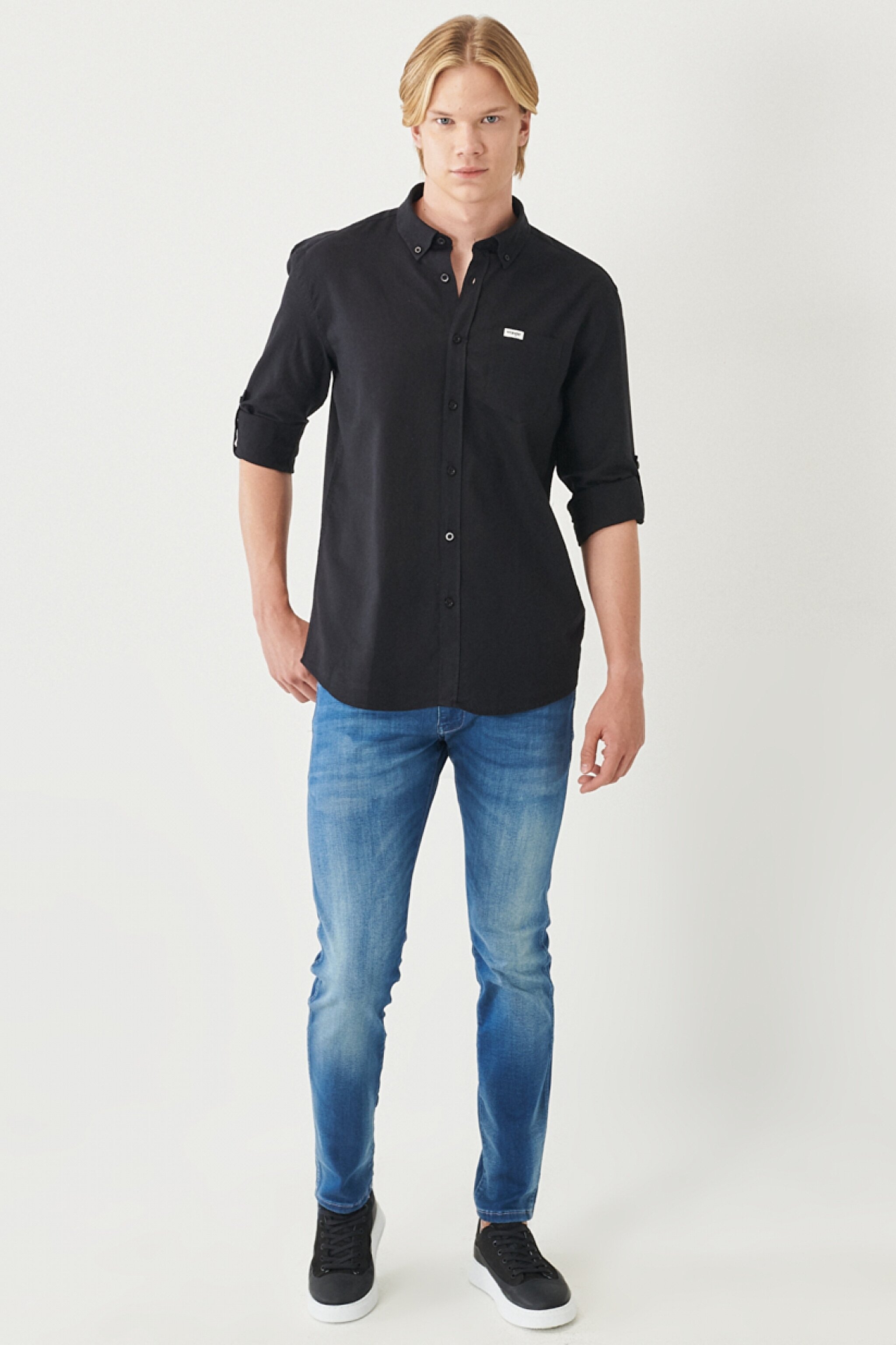 Regular Fit Rahat Kesim LS Gömlek - Black-W211841001