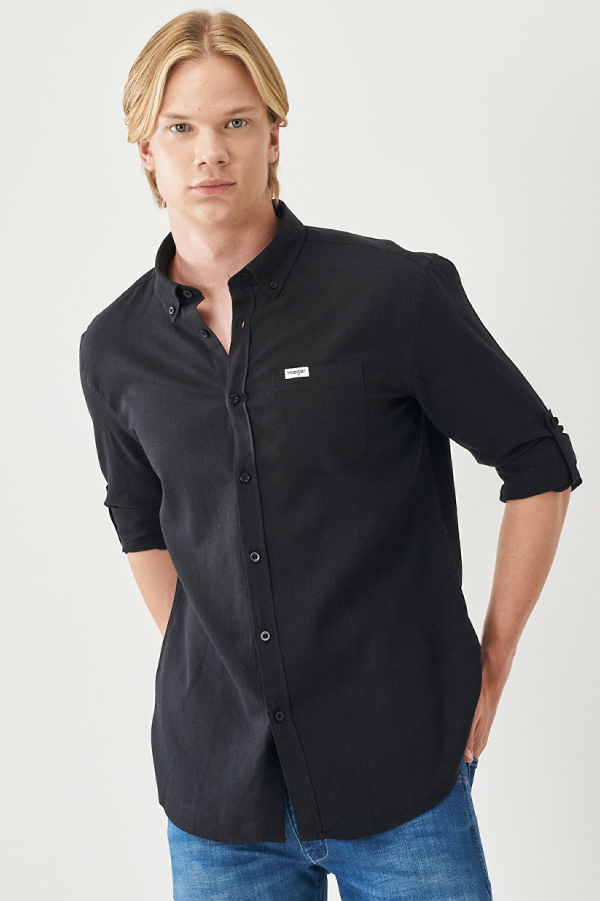 Regular Fit Rahat Kesim LS Gömlek - Black-W211841001 (görsel 2)