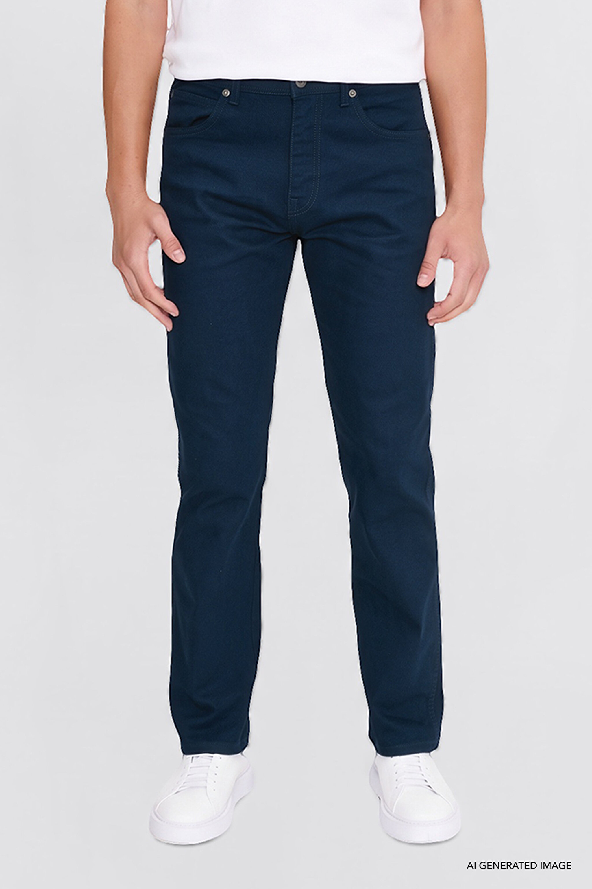 Arizona Straight Fit Normal Bel 5 Cep Esnek Pantolon - Navy-W211842410 (görsel 3)