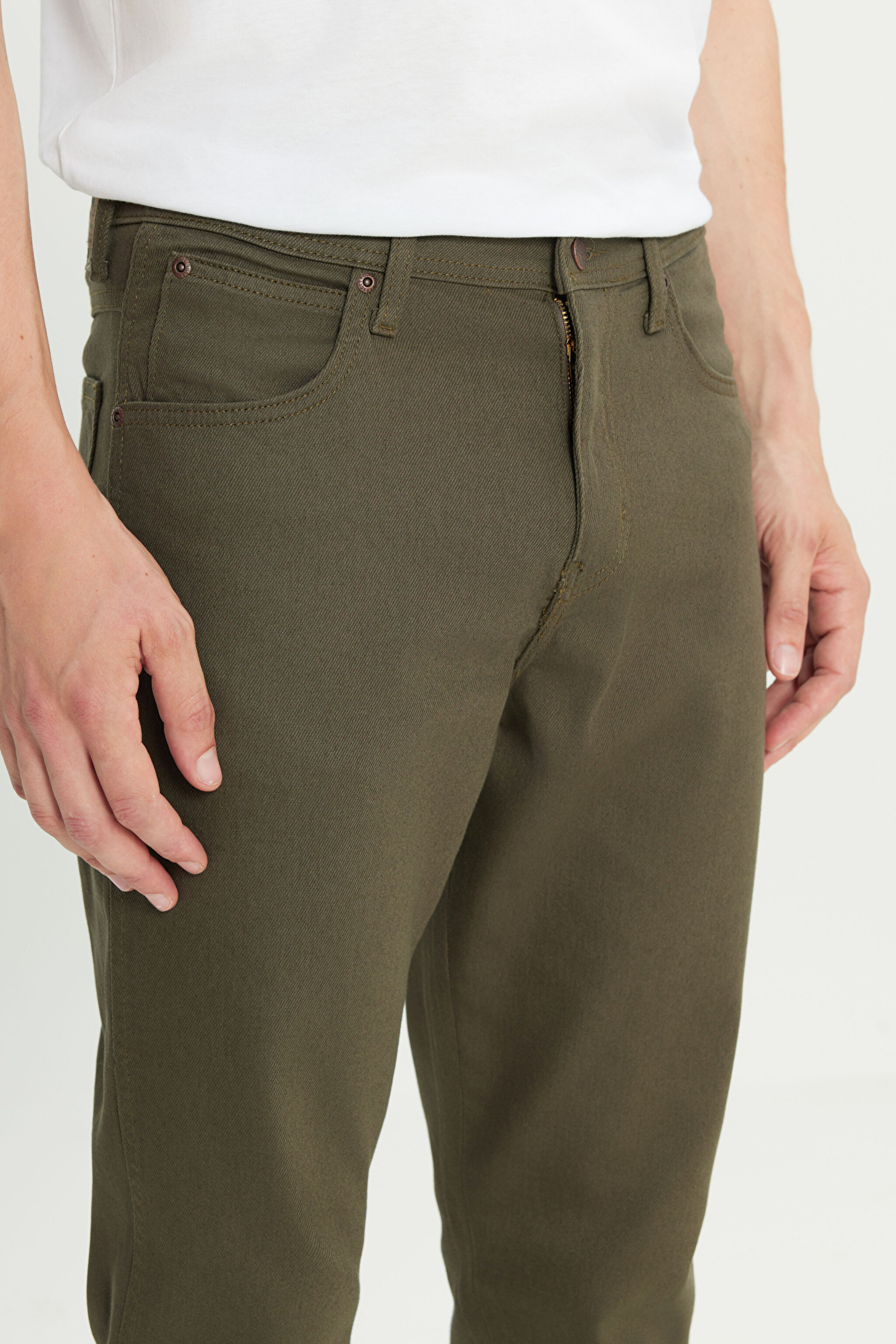 Arizona Straight Fit Normal Bel Esnek Pantolon - Khaki-W211842801 (görsel 5)