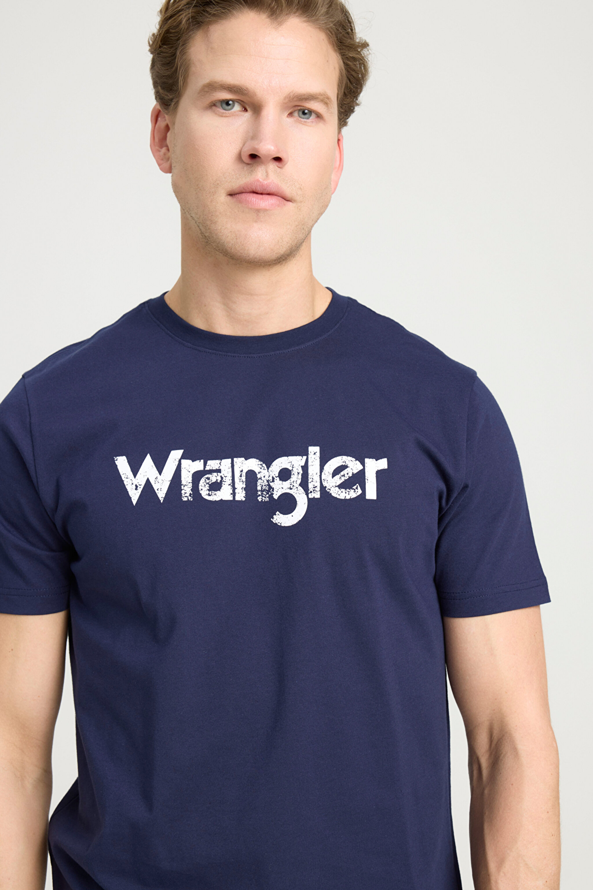 Regular Fit Normal Kesim Sıfır Yaka %100 Pamuk Logolu Tişört - Navy-W211922410 (görsel 4)