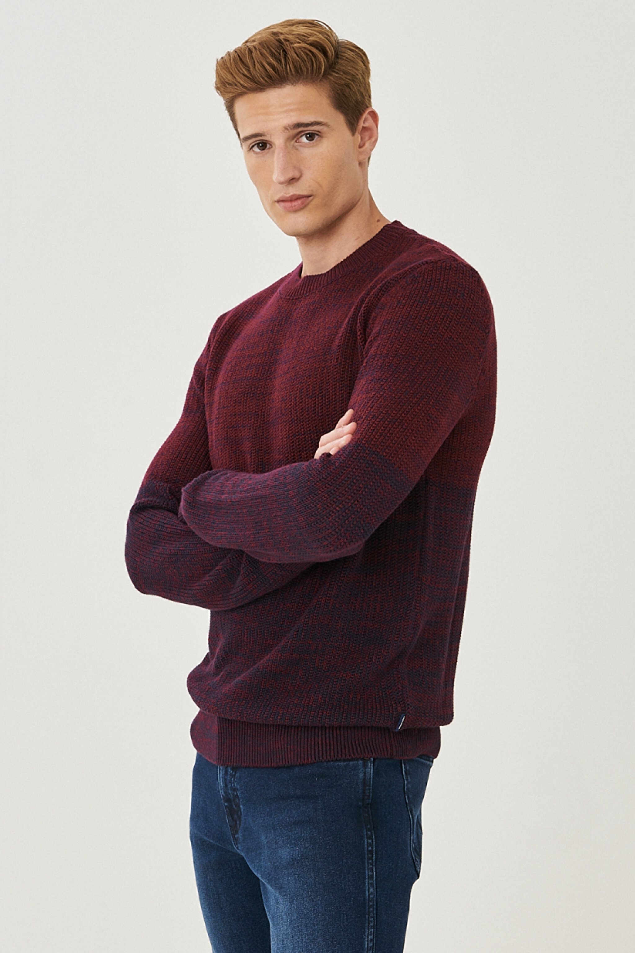 Regular Fit Normal Kesim %100 Pamuk Triko - Wine-W212001810 (görsel 3)