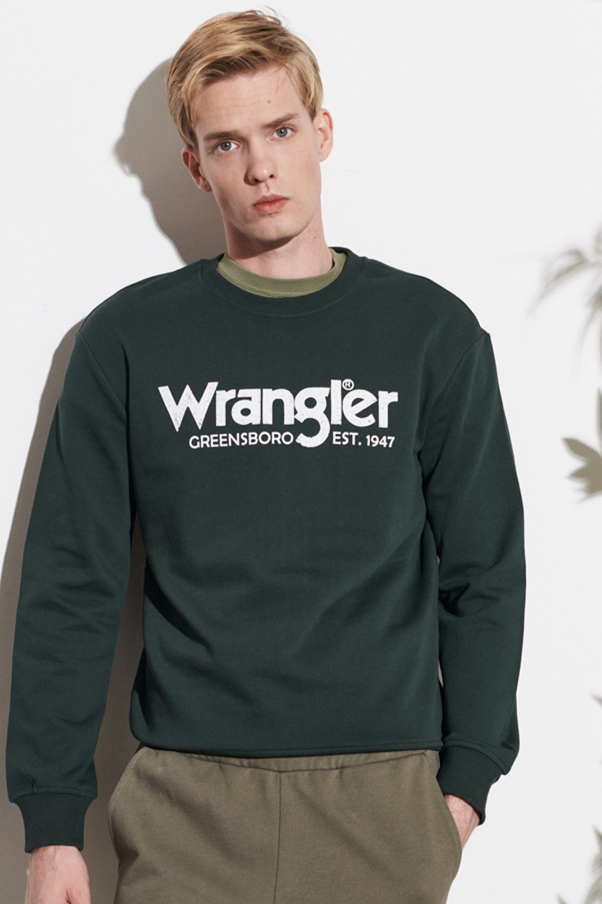 Regular Fit Normal Kesim %100 Pamuk Bisiklet Yaka Yeşil Sweatshirt