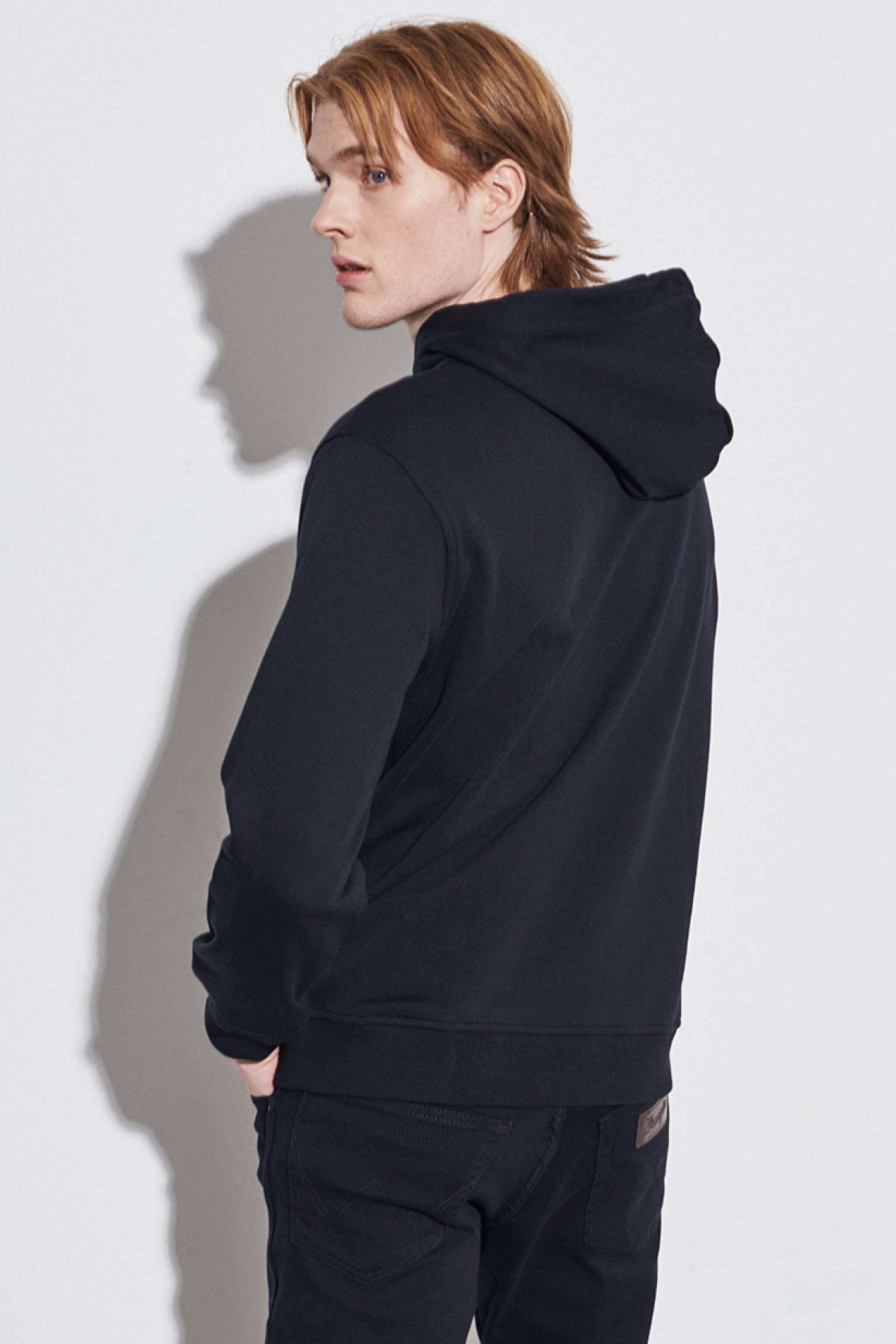 Regular Fit Normal Kesim %100 Pamuk Kapüşonlu Sweatshirt - Black-W212026001 (görsel 5)