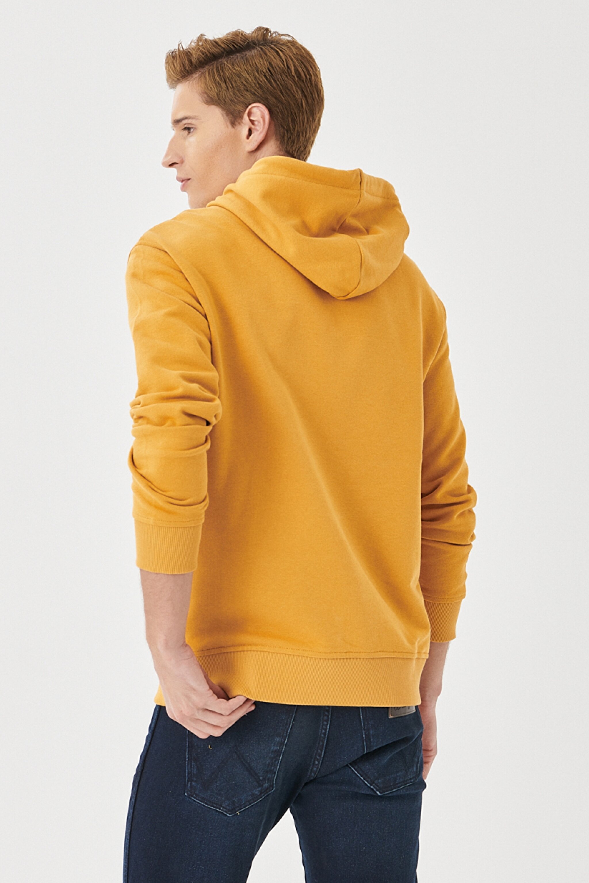 Regular Fit Normal Kesim %100 Pamuk Kapüşonlu Sweatshirt - Yellow-W212034200 (görsel 5)