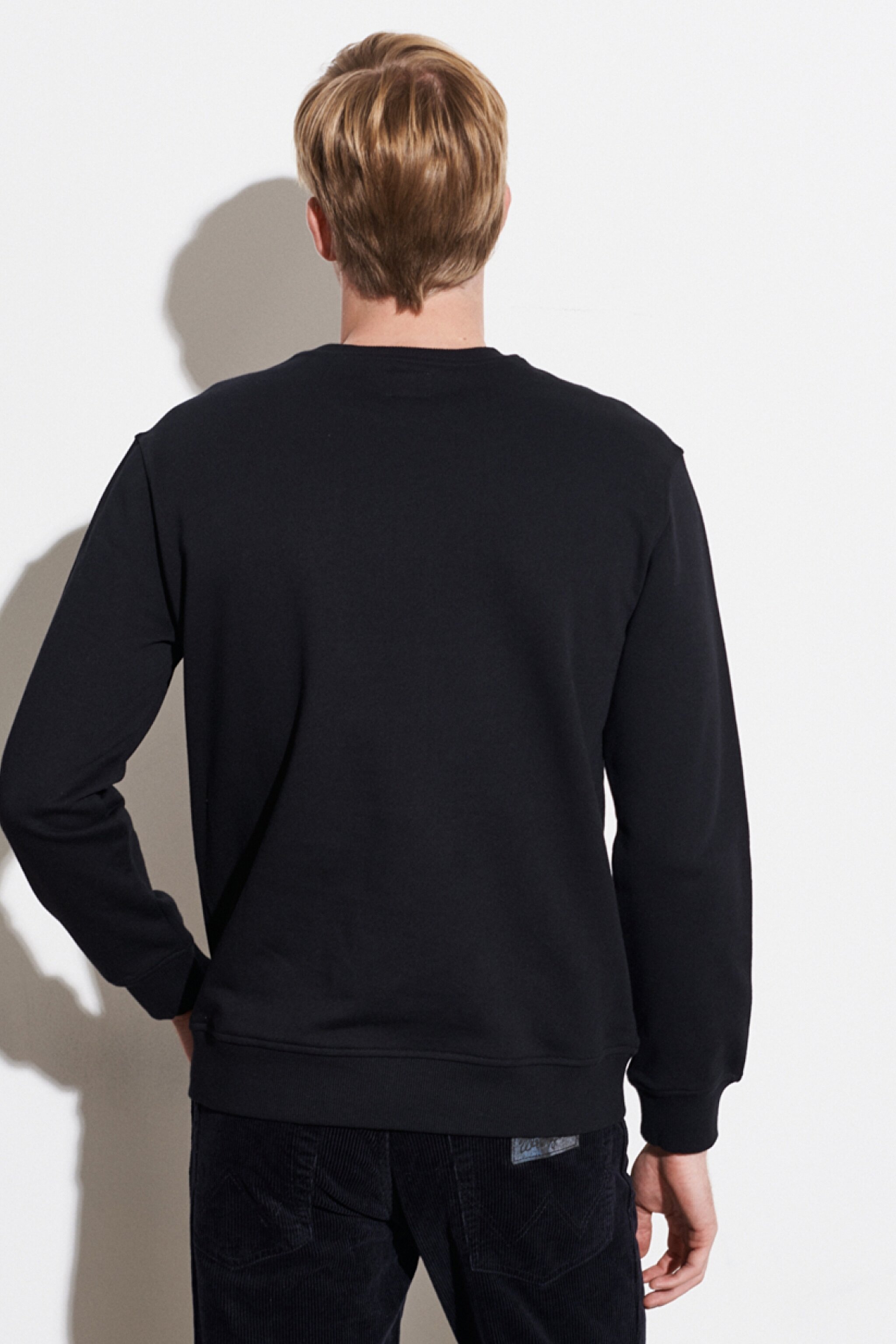 Regular Fit Normal Kesim %100 Pamuk Sıfır Yaka Sweatshirt - Black-W212236001 (görsel 6)