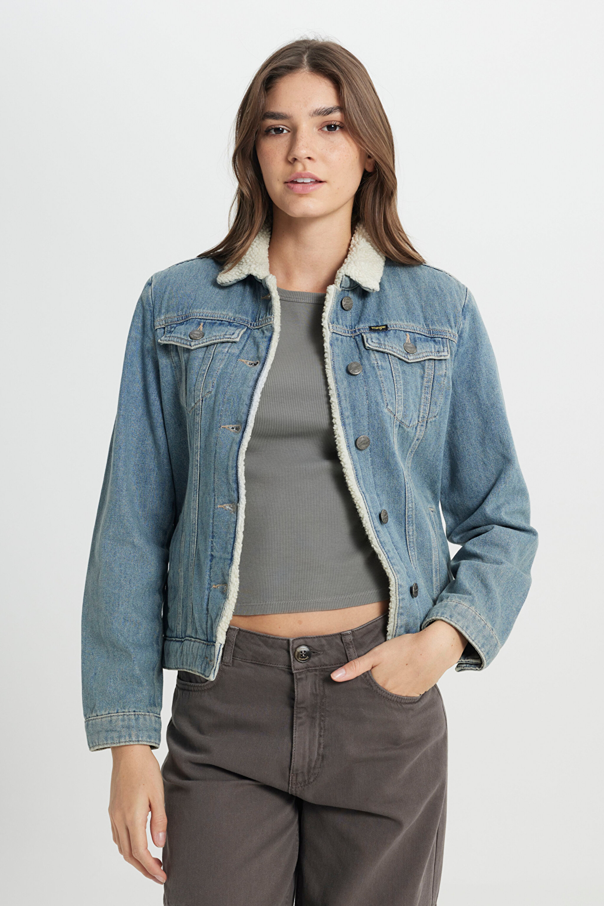 Regular Fit Normal Kesim Mavi Sherpa Jean Kot Ceket