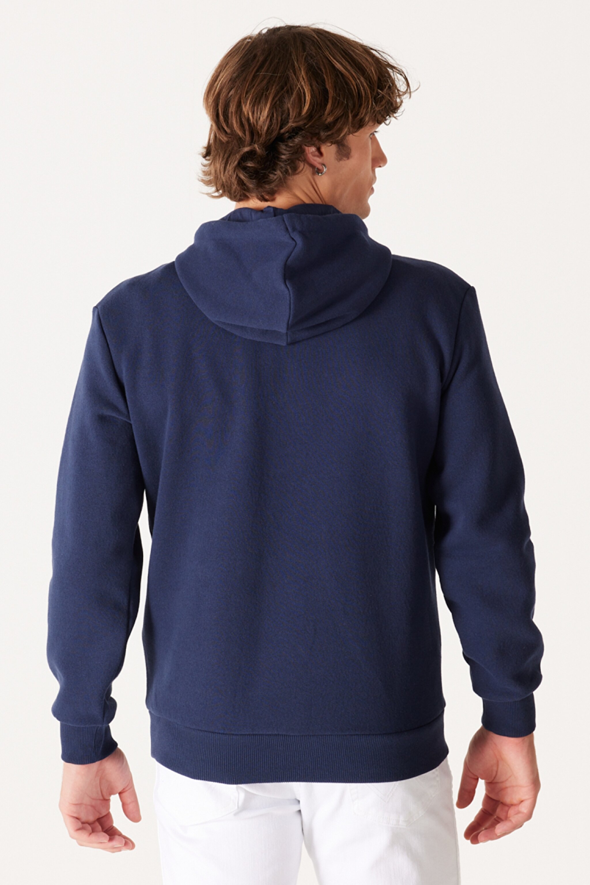 Regular Fit Normal Kesim Kapüşonlu Sweatshirt - Navy-W212339410 (görsel 6)