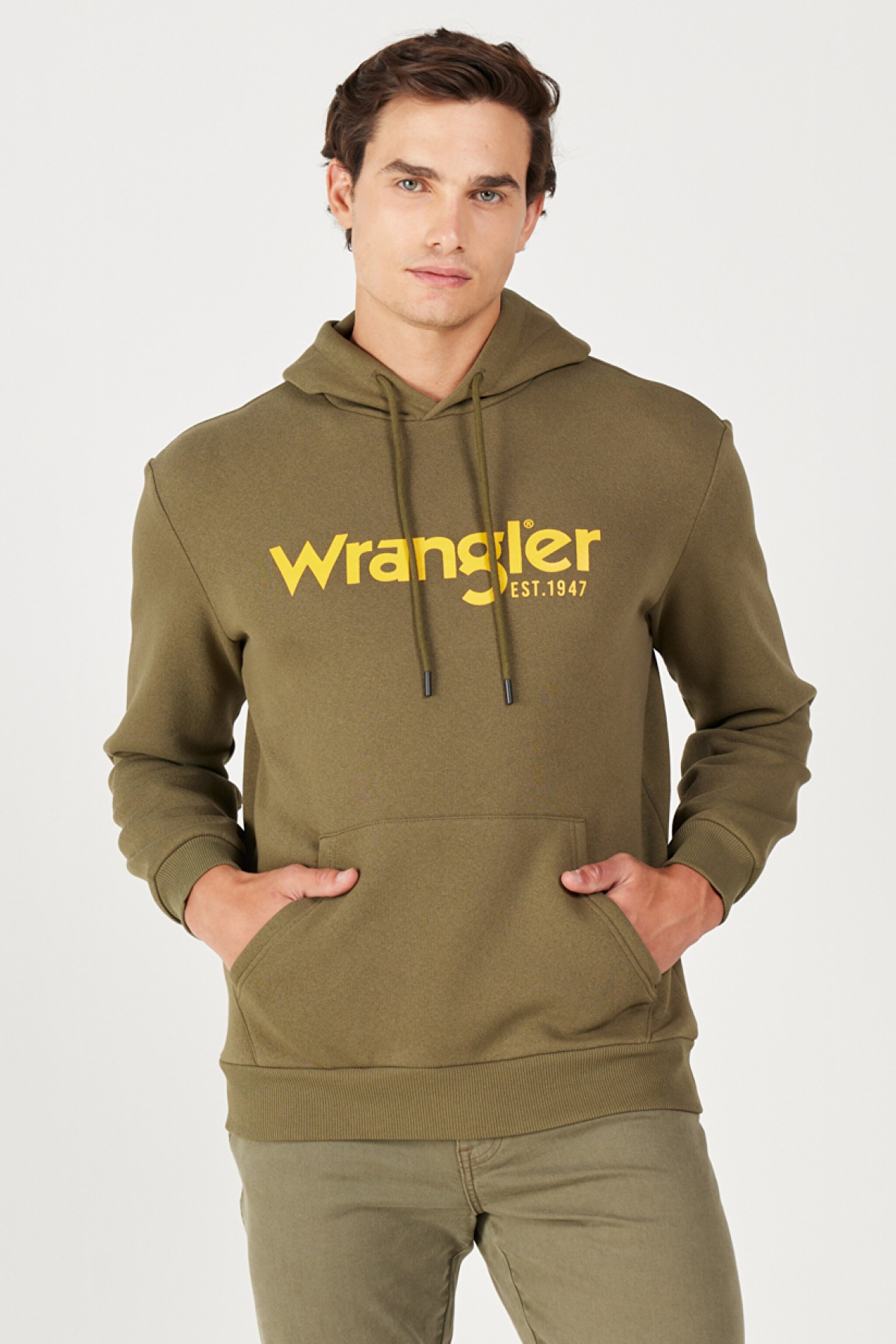 Regular Fit Normal Kesim Kapüşonlu Sweatshirt - Khaki-W212339801