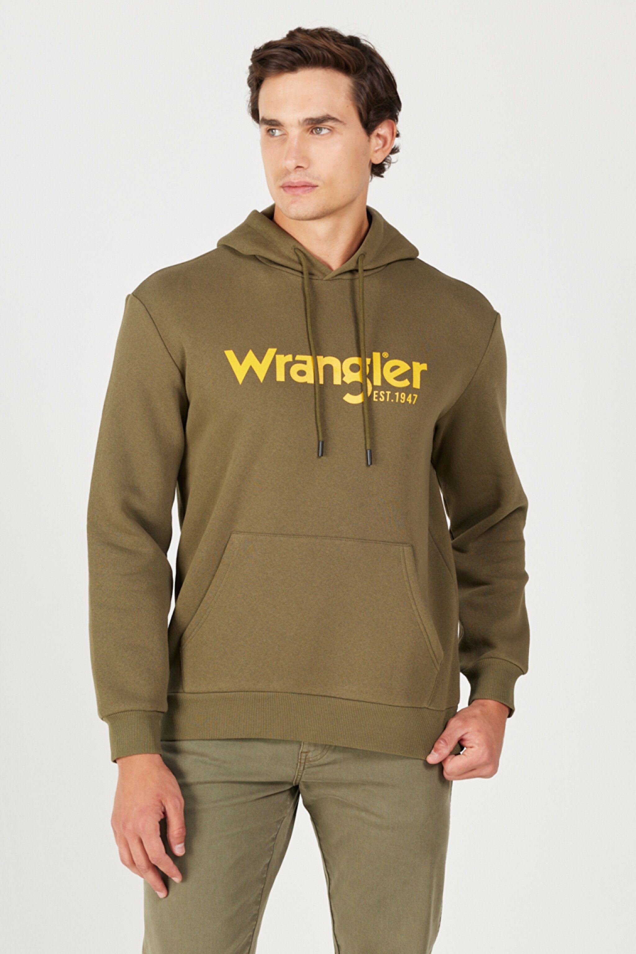 Regular Fit Normal Kesim Kapüşonlu Sweatshirt - Khaki-W212339801 (görsel 2)