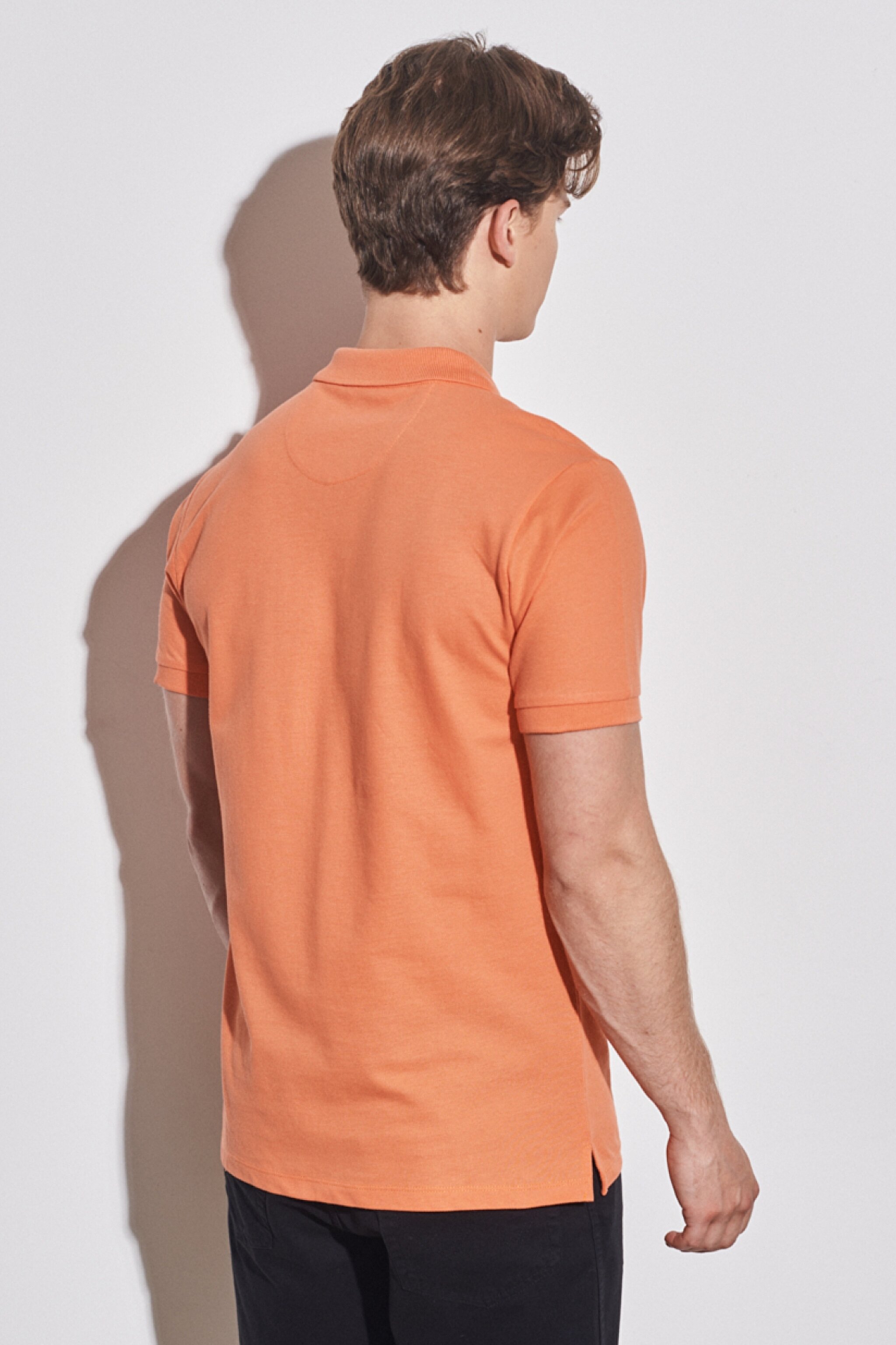 Regular Fit Rahat Kesim Polo Yaka Kısa Kollu Tişört - Orange-W221015700 (görsel 6)