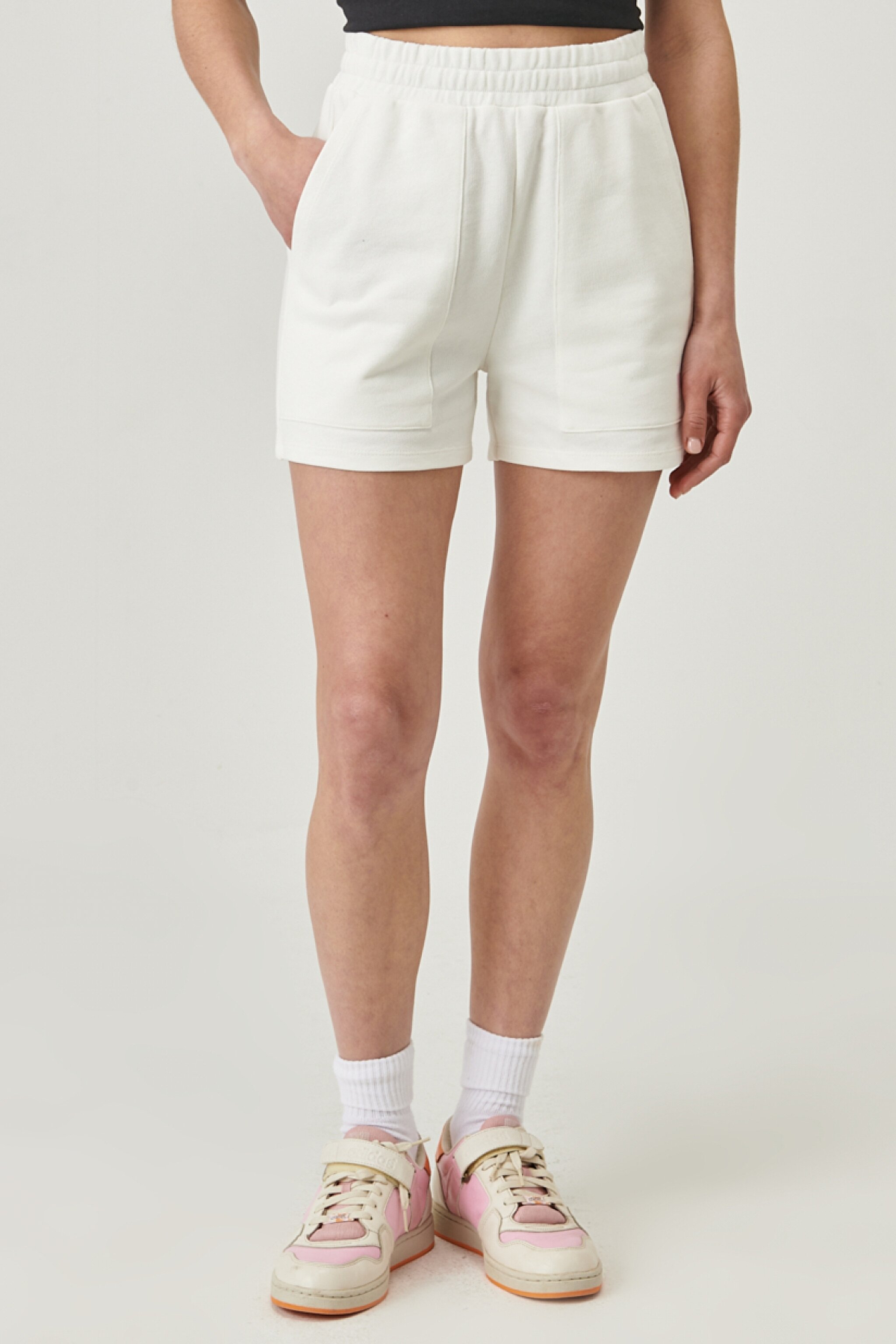 Regular Fit %100 Pamuk Şort - Off White-W221030102 (görsel 6)