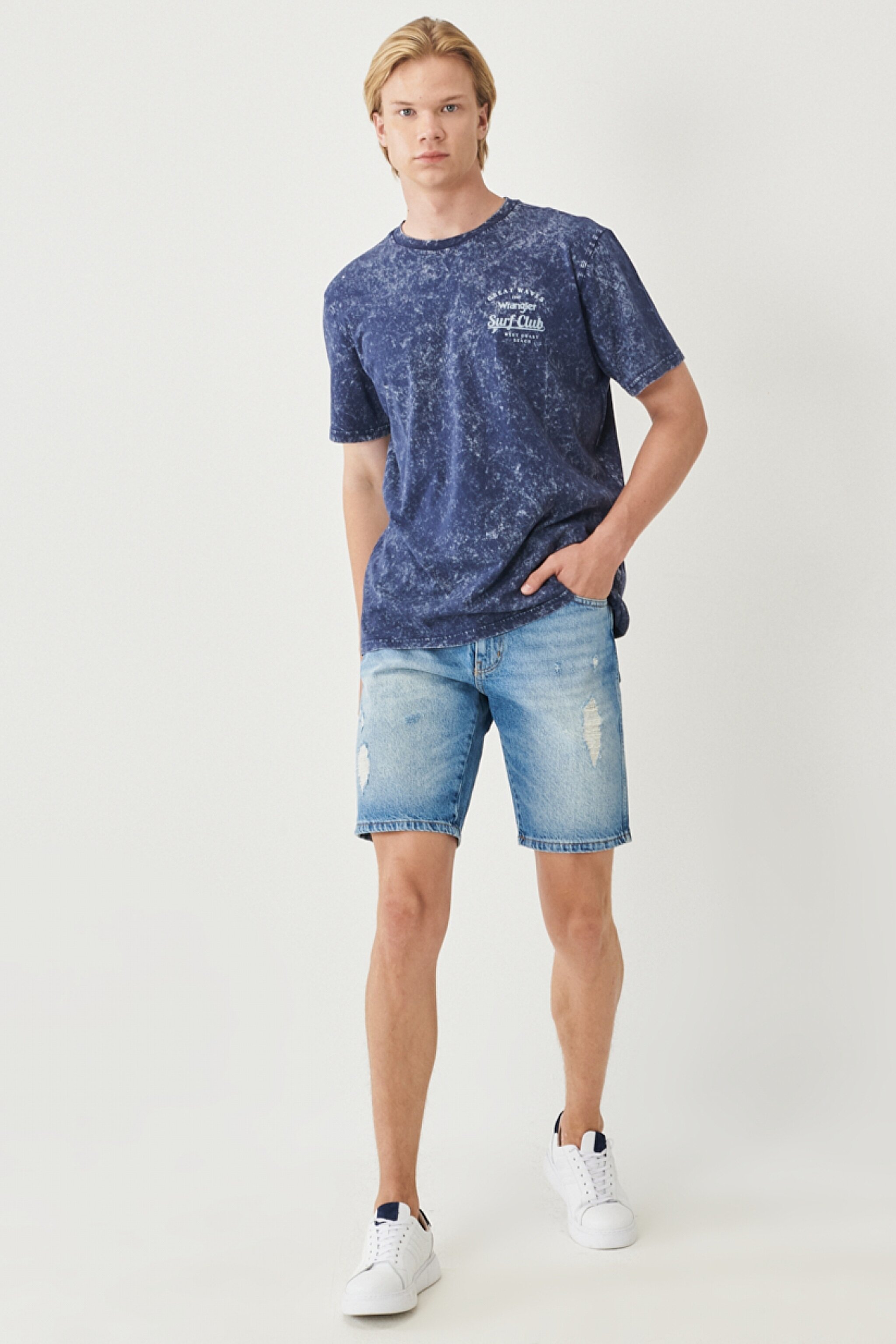 Regular Fit Normal Kesim %100 Pamuk Bisiklet Yaka Tişört - Navy-W221048410