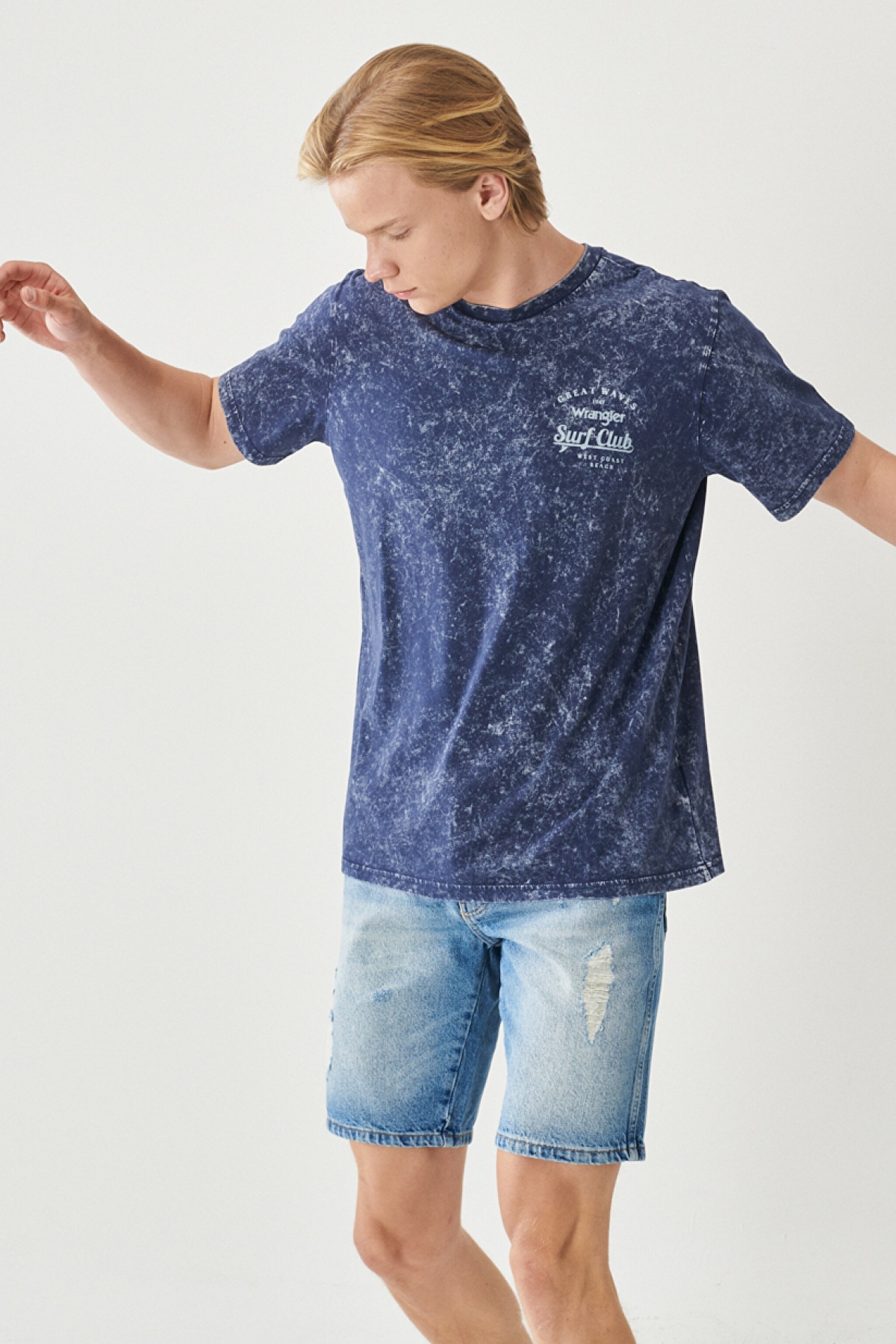 Regular Fit Normal Kesim %100 Pamuk Bisiklet Yaka Tişört - Navy-W221048410 (görsel 2)