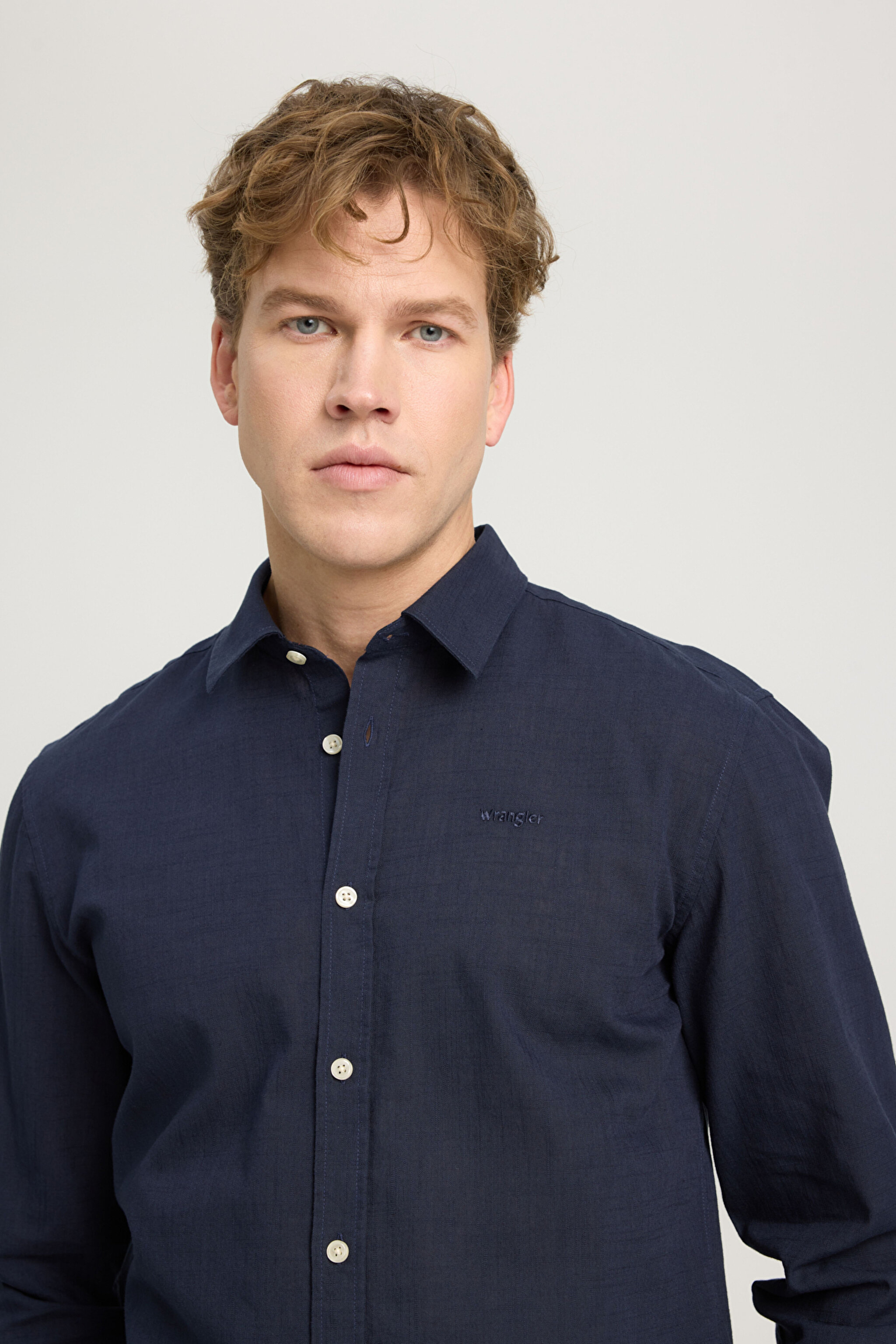 Regular Fit Normal Kesim Uzun Kollu Gömlek - Navy-W221085410 (görsel 4)