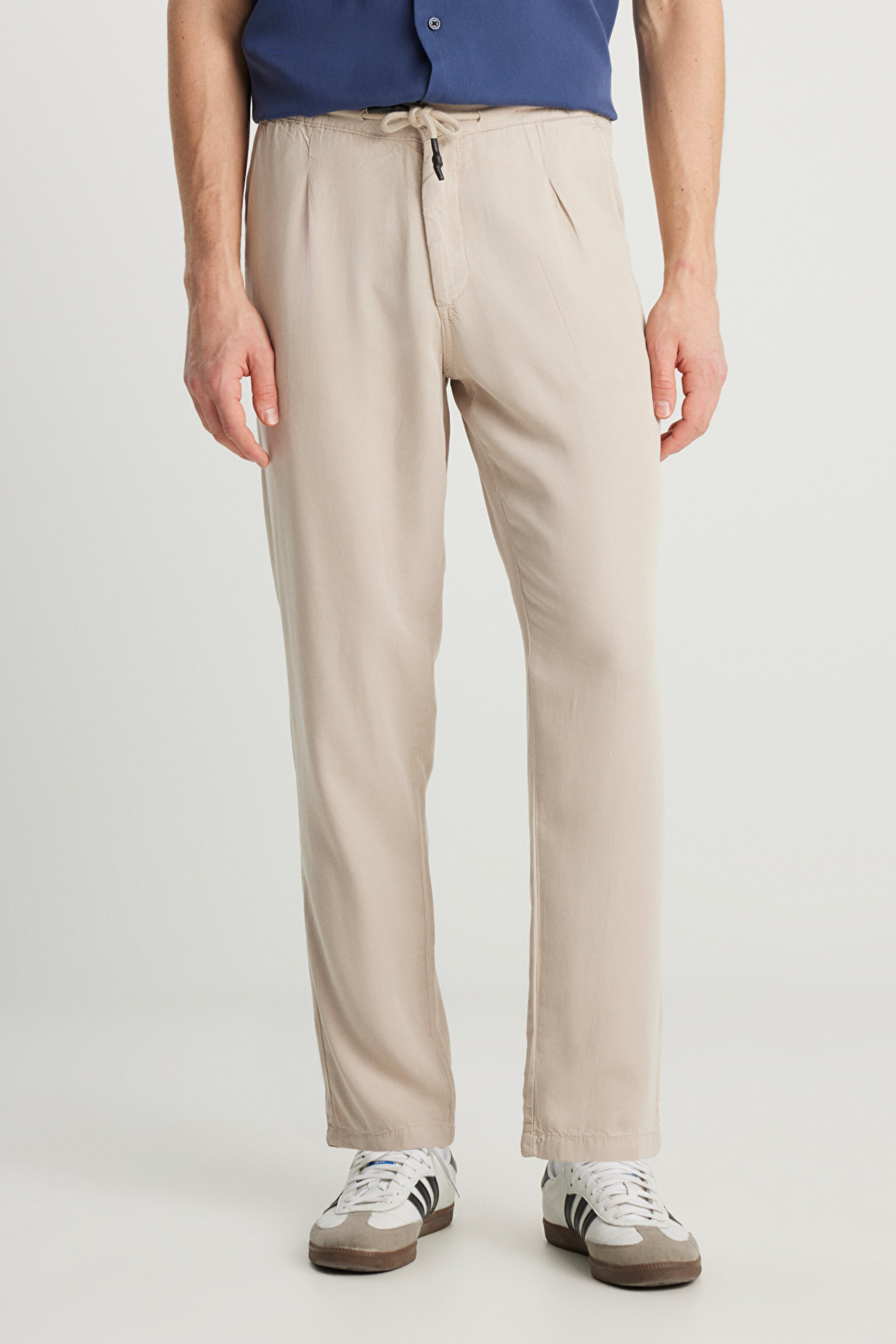Regular Fit Normal Kesim Normal Bel Düz Paça Taş Rengi Chino Pantolon - Stone-W221266013 (görsel 3)