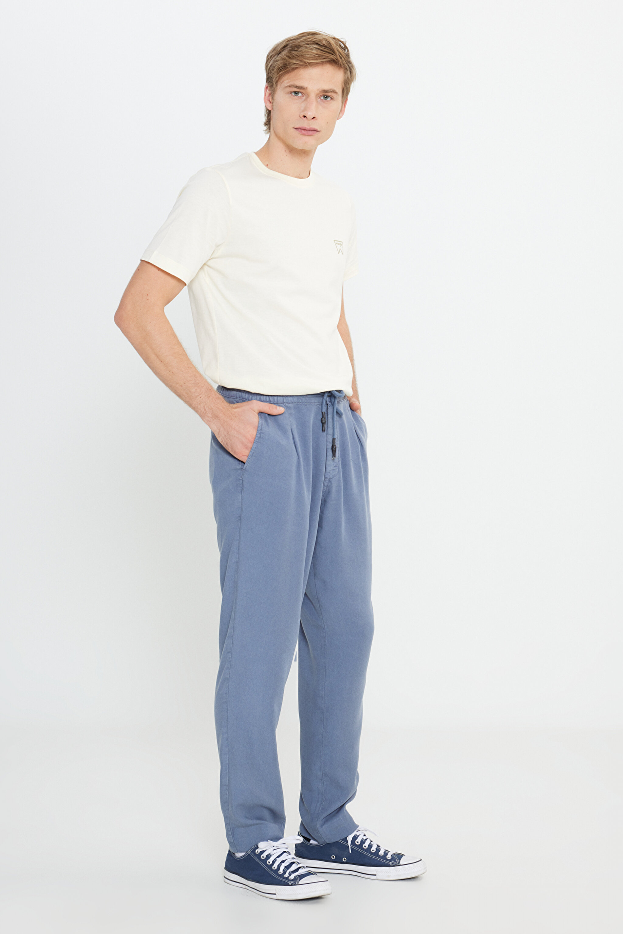 Regular Fit Normal Kesim Normal Bel Mavi Chino Pantolon W221266TF