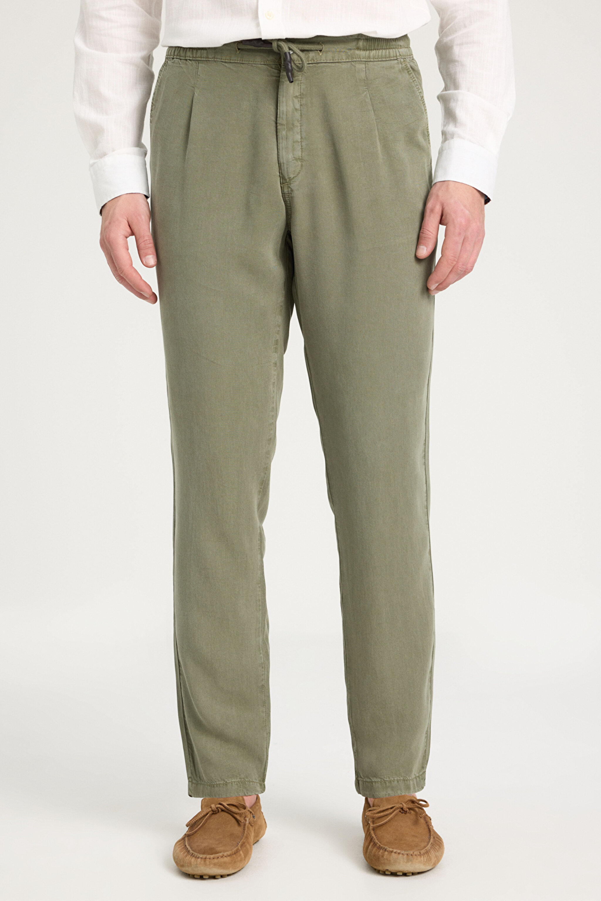 Regular Fit Normal Kesim Normal Bel Yeşil Chino Pantolon - Dusty Olive-W221266X45 (görsel 4)