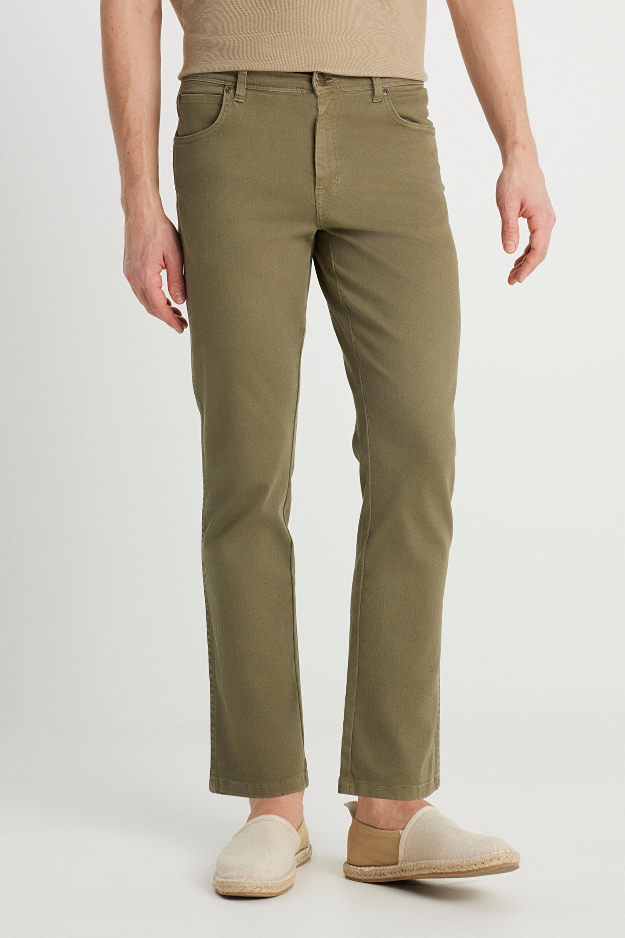 Slim Fit Dar Kesim Chino Pantolon - Khaki-W221306801 (görsel 3)