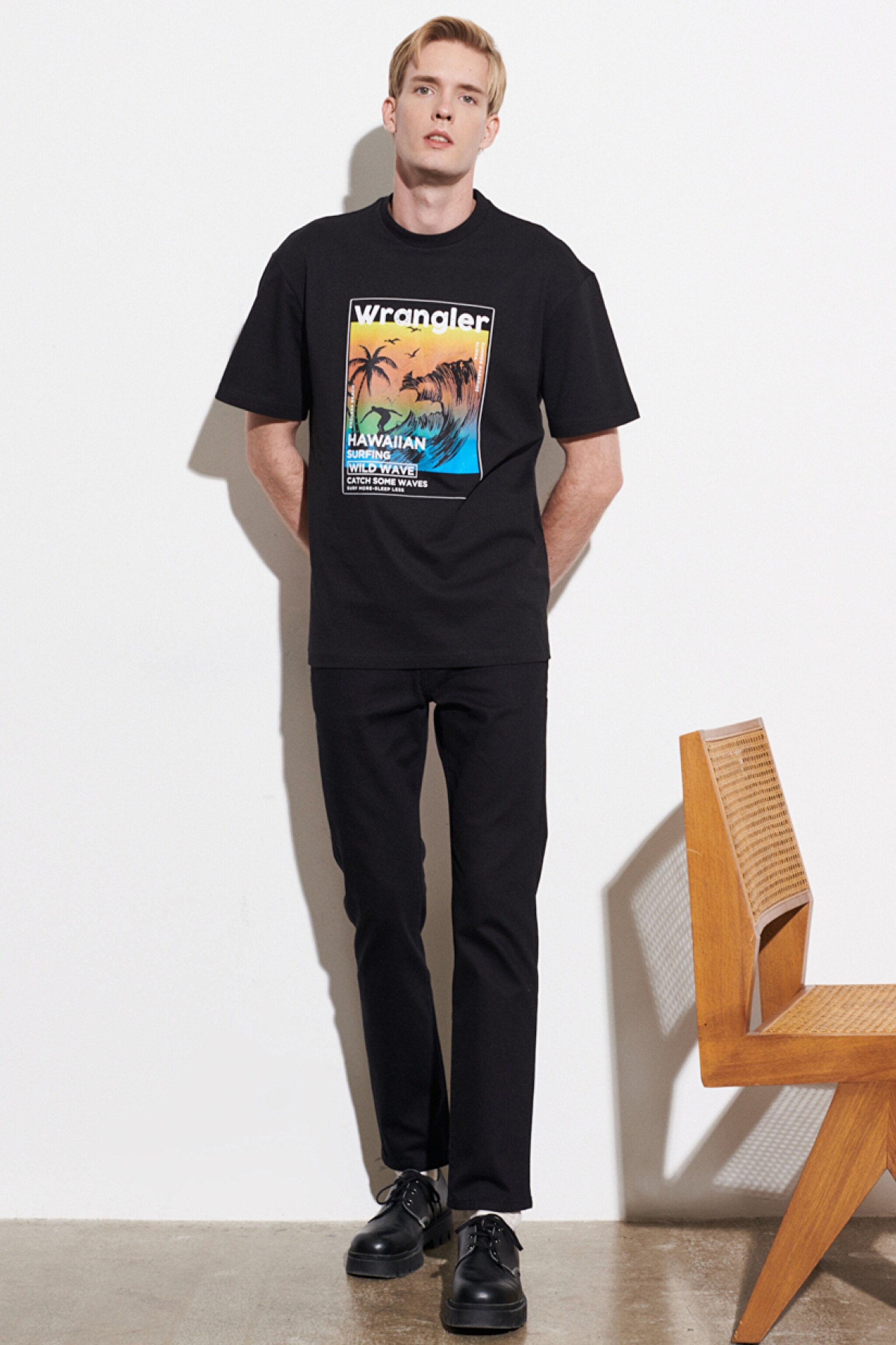 Loose Fit Rahat Kesim Bisiklet Yaka %100 Pamuk Siyah Tişört - Black-W221363001 (görsel 6)