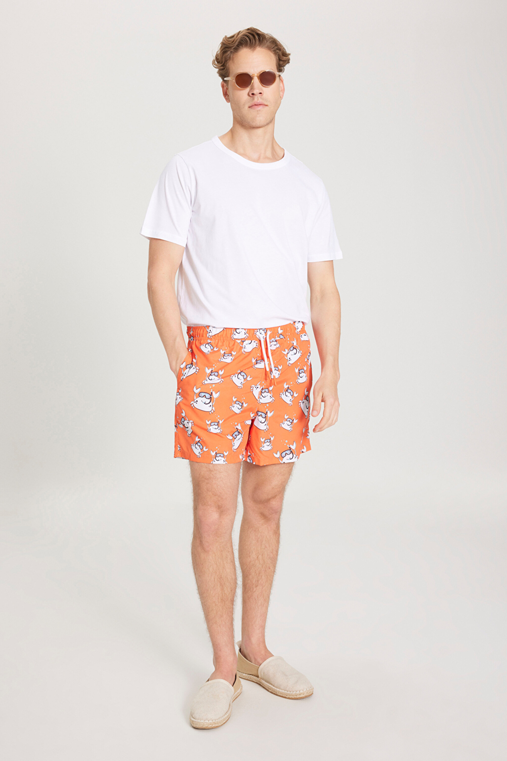 Regular Fit Normal Kesim Şort Mayo - Orange-W221430700