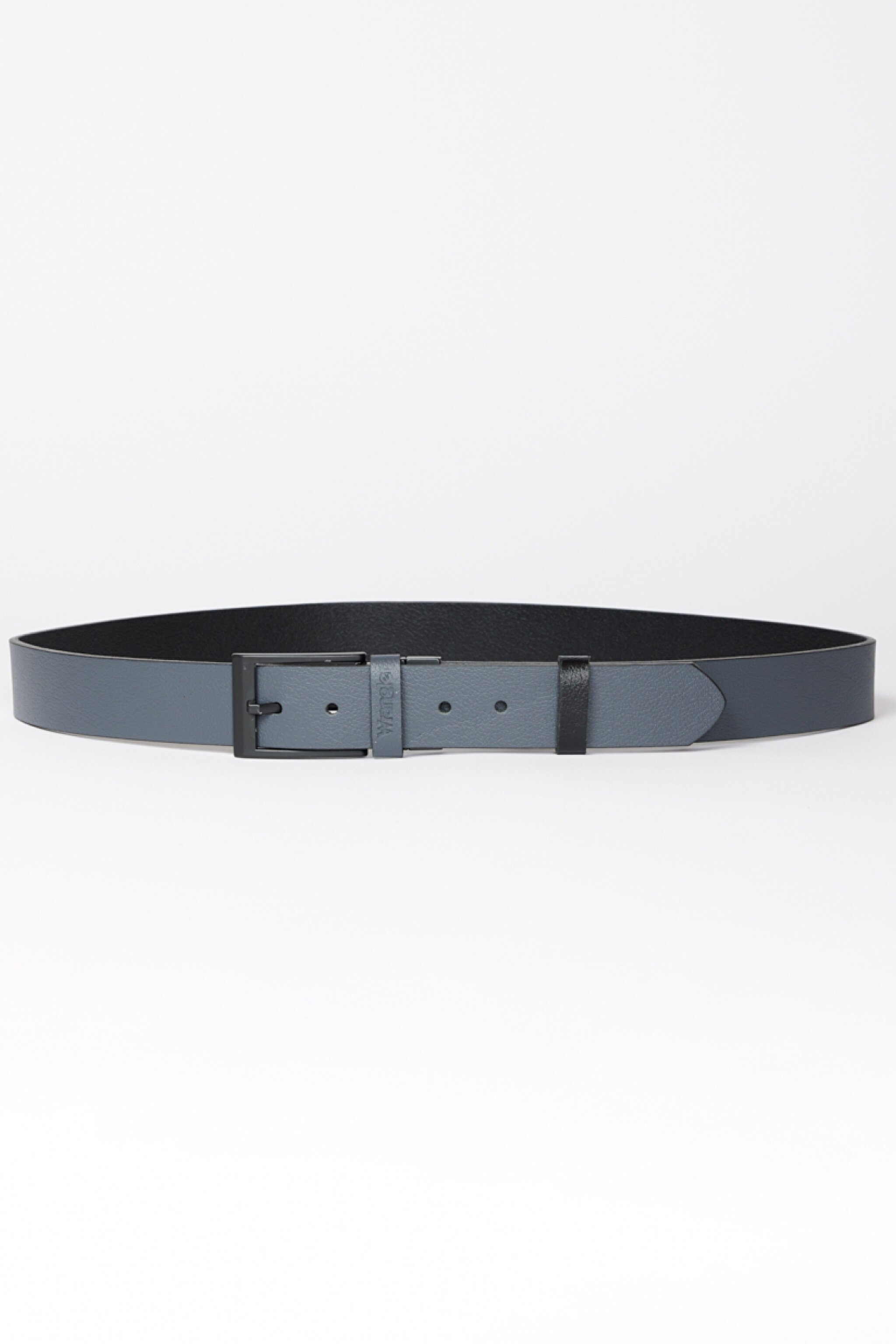 %100 Deri Siyah Gri Kemer - Black&Gray-W221447956