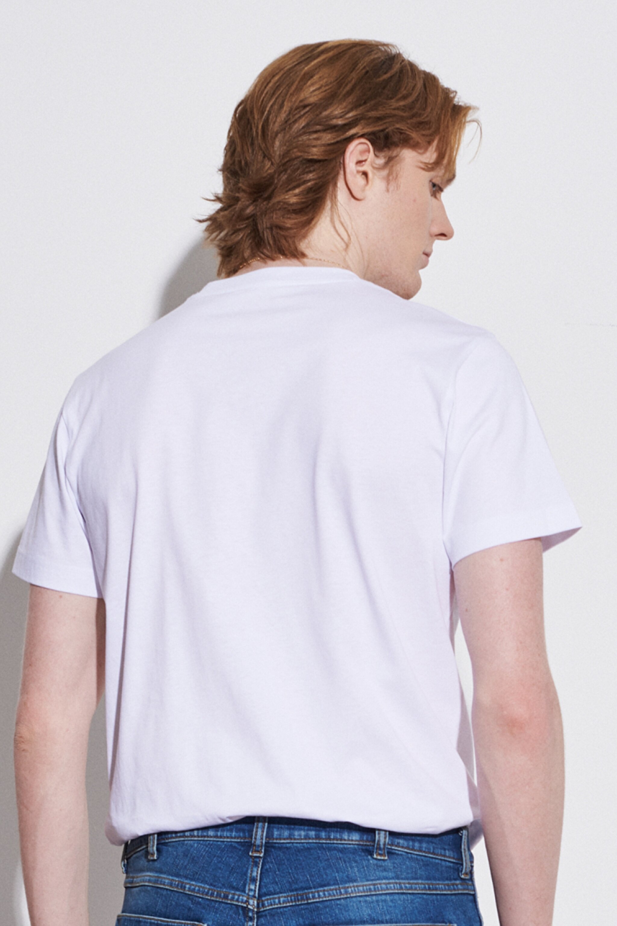 Regular Fit Normal Kesim %100 Pamuk Bisiklet Yaka Kırık Beyaz Tişört - Off White-W221482102 (görsel 6)