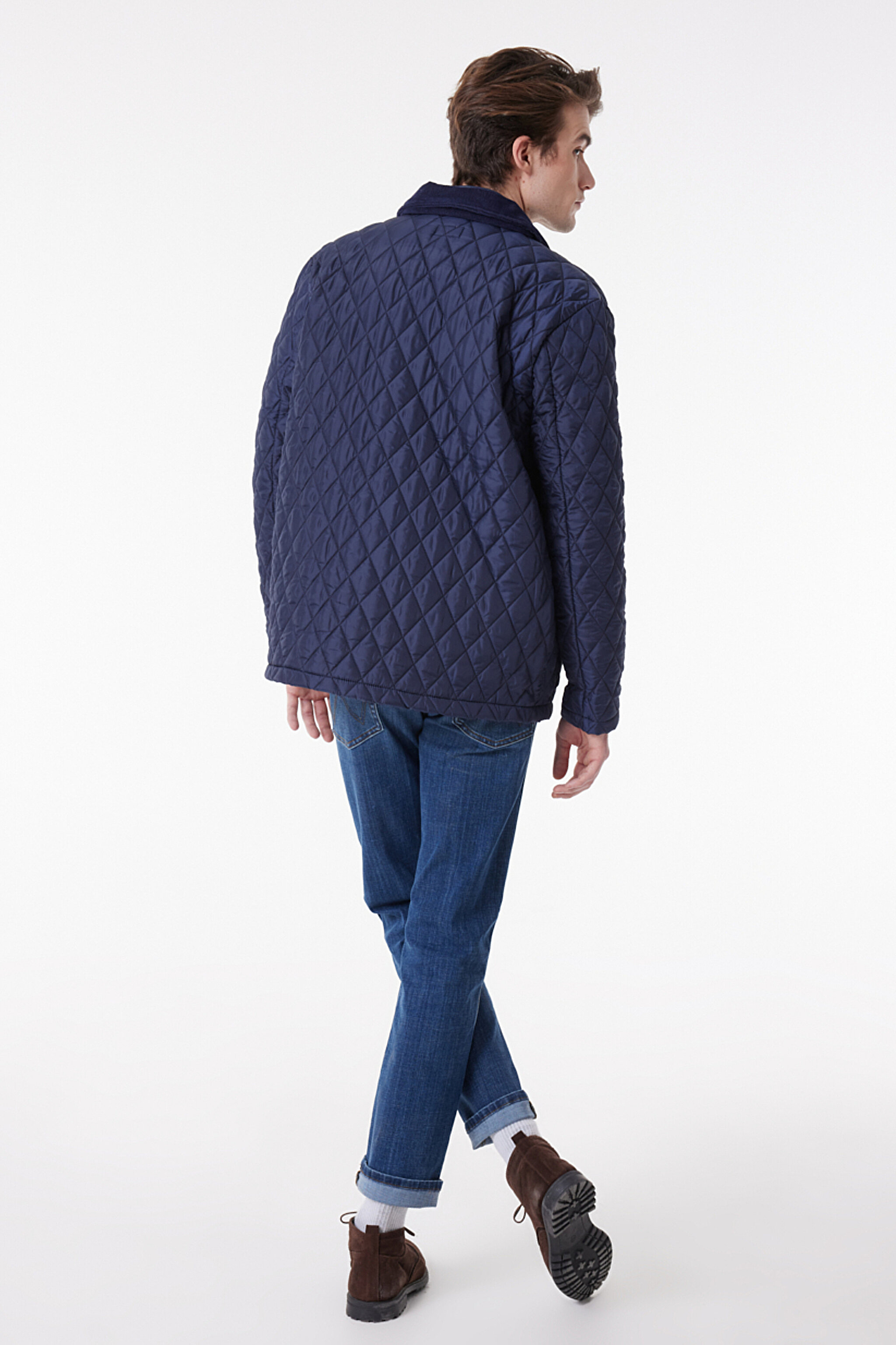 Regular Fit Normal Kesim Bisiklet Yaka Kapitone Lacivert Ceket - Navy-W222010410 (görsel 8)