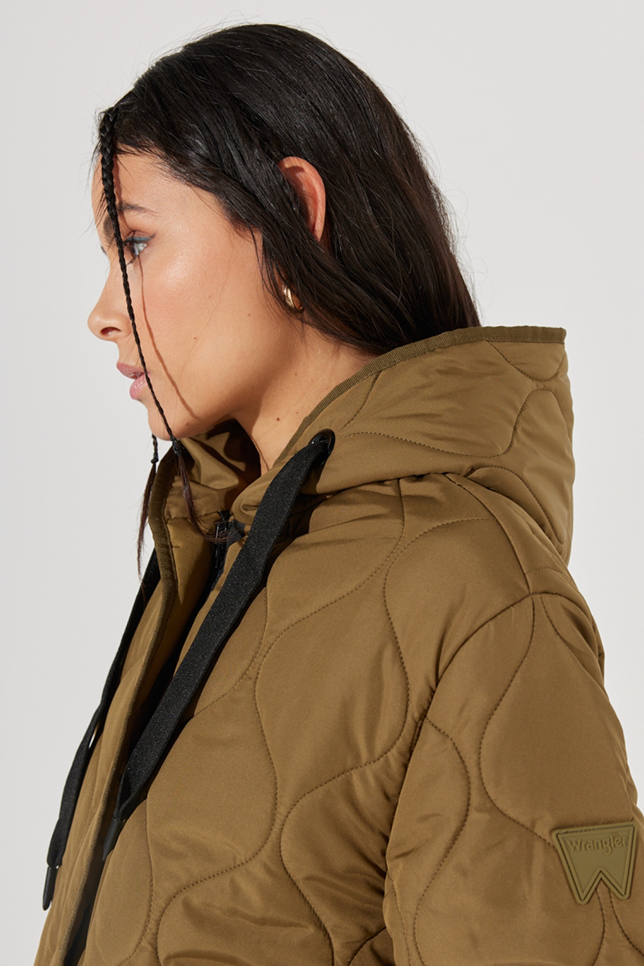 Regular Fit Normal Kesim Kapüşonlu Haki Kapitone Ceket - Khaki-W222039801 (görsel 6)
