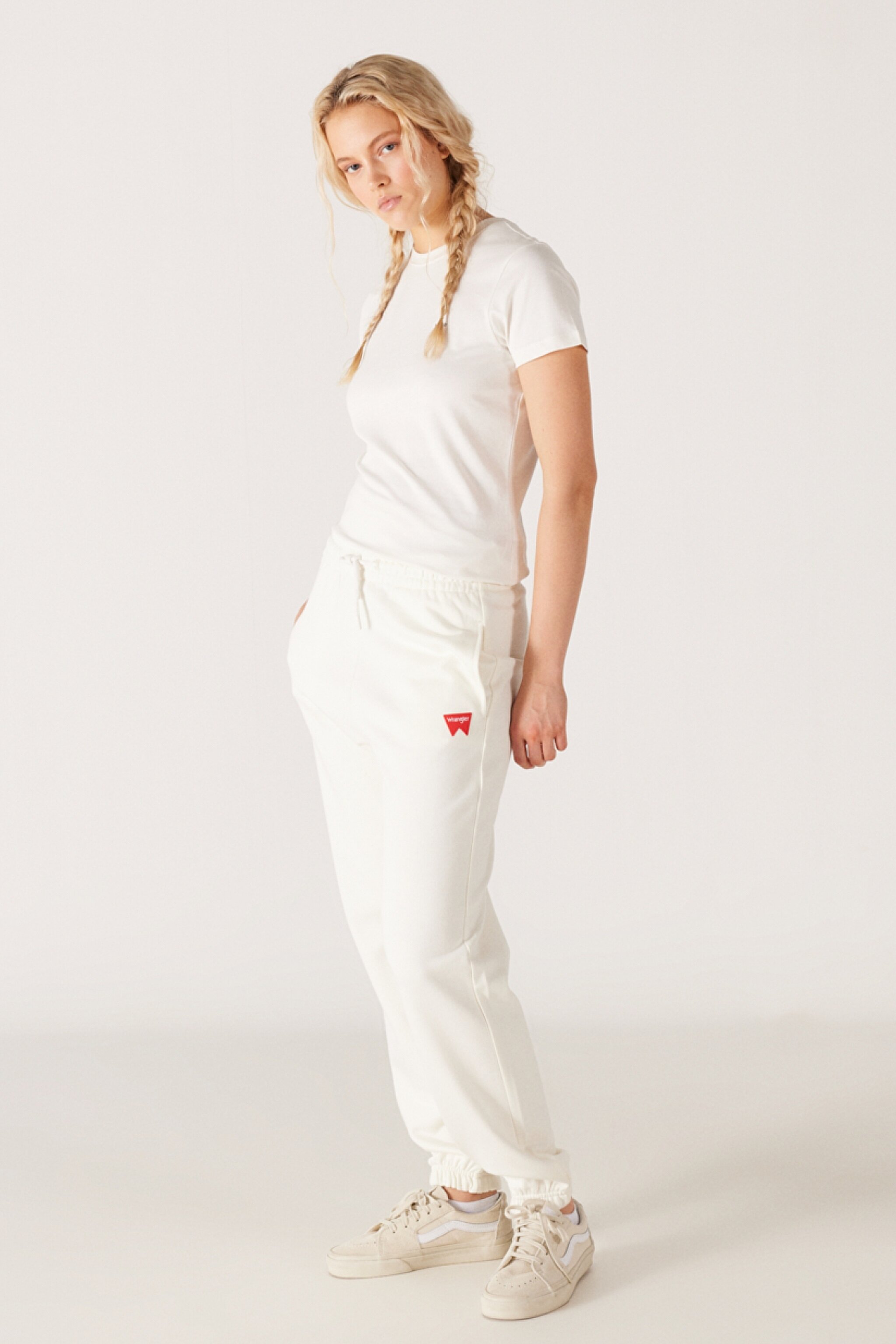 Regular Fit Normal Kesim %100 Pamuk Kırık Beyaz Jogger Eşofman Altı - Off White-W222090102 (görsel 3)