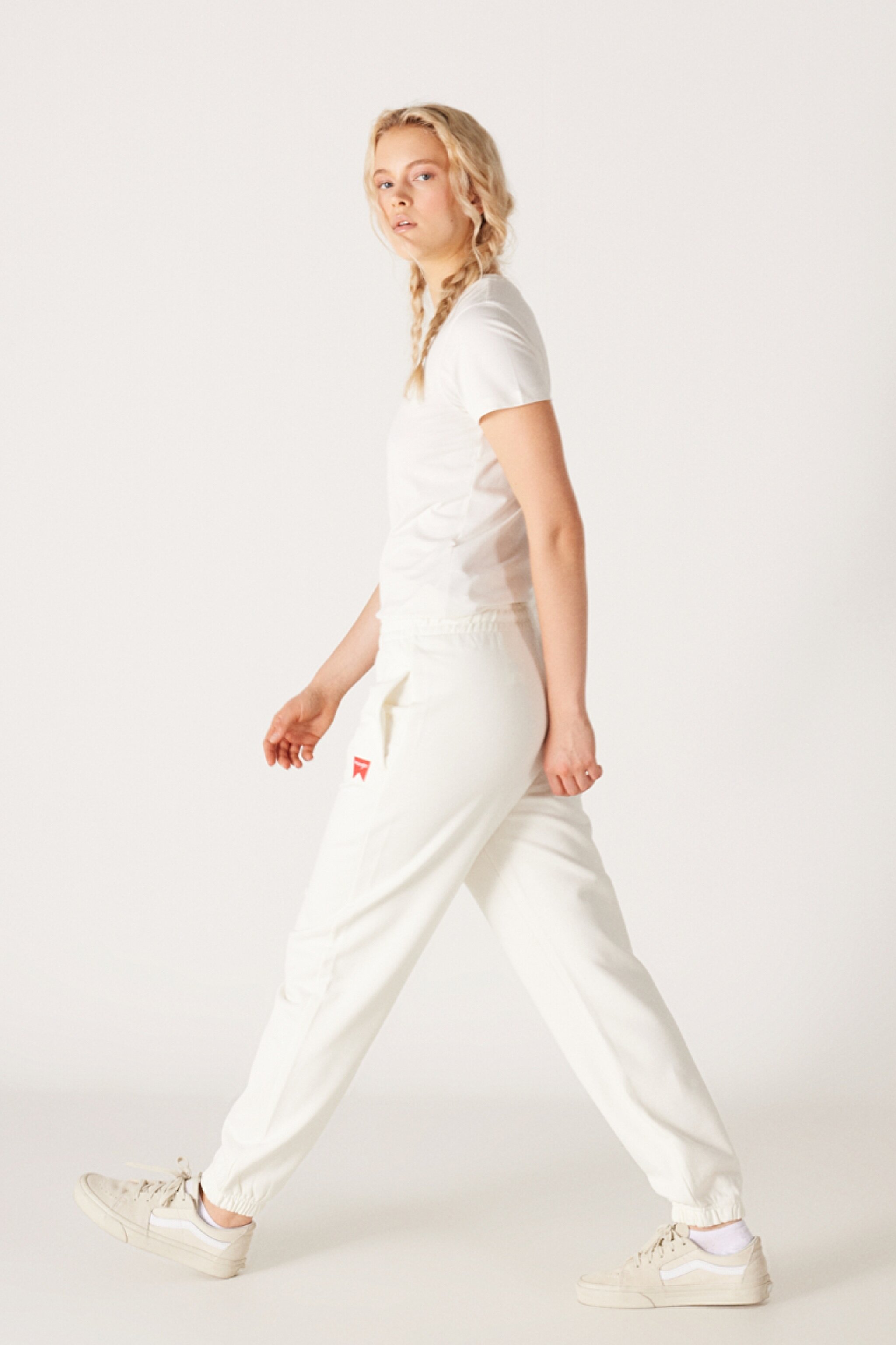 Regular Fit Normal Kesim %100 Pamuk Kırık Beyaz Jogger Eşofman Altı - Off White-W222090102 (görsel 4)