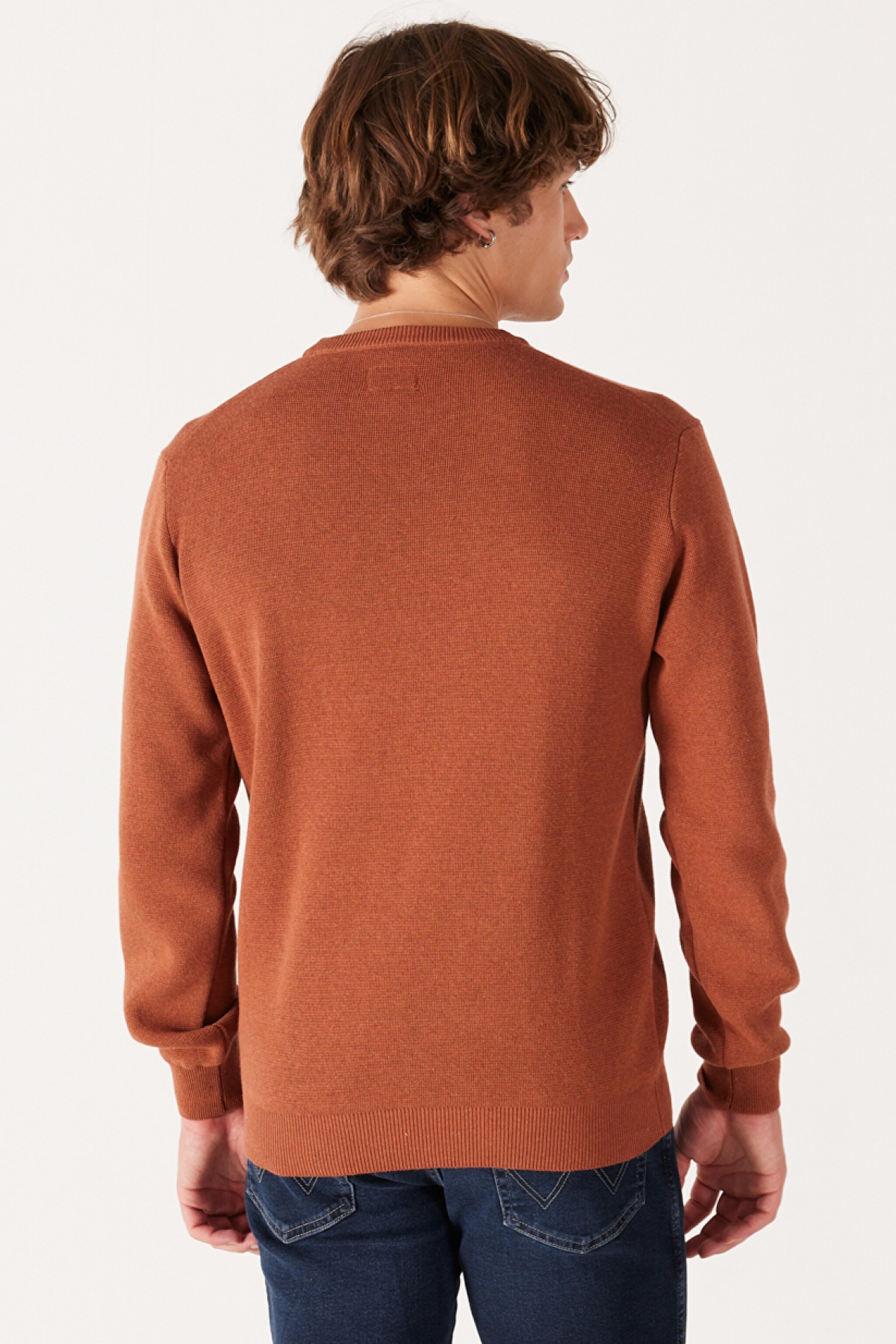 Regular Fit Normal Kesim Bisiklet Yaka Kahverengi Triko Kazak - Brown-W222106220 (görsel 6)
