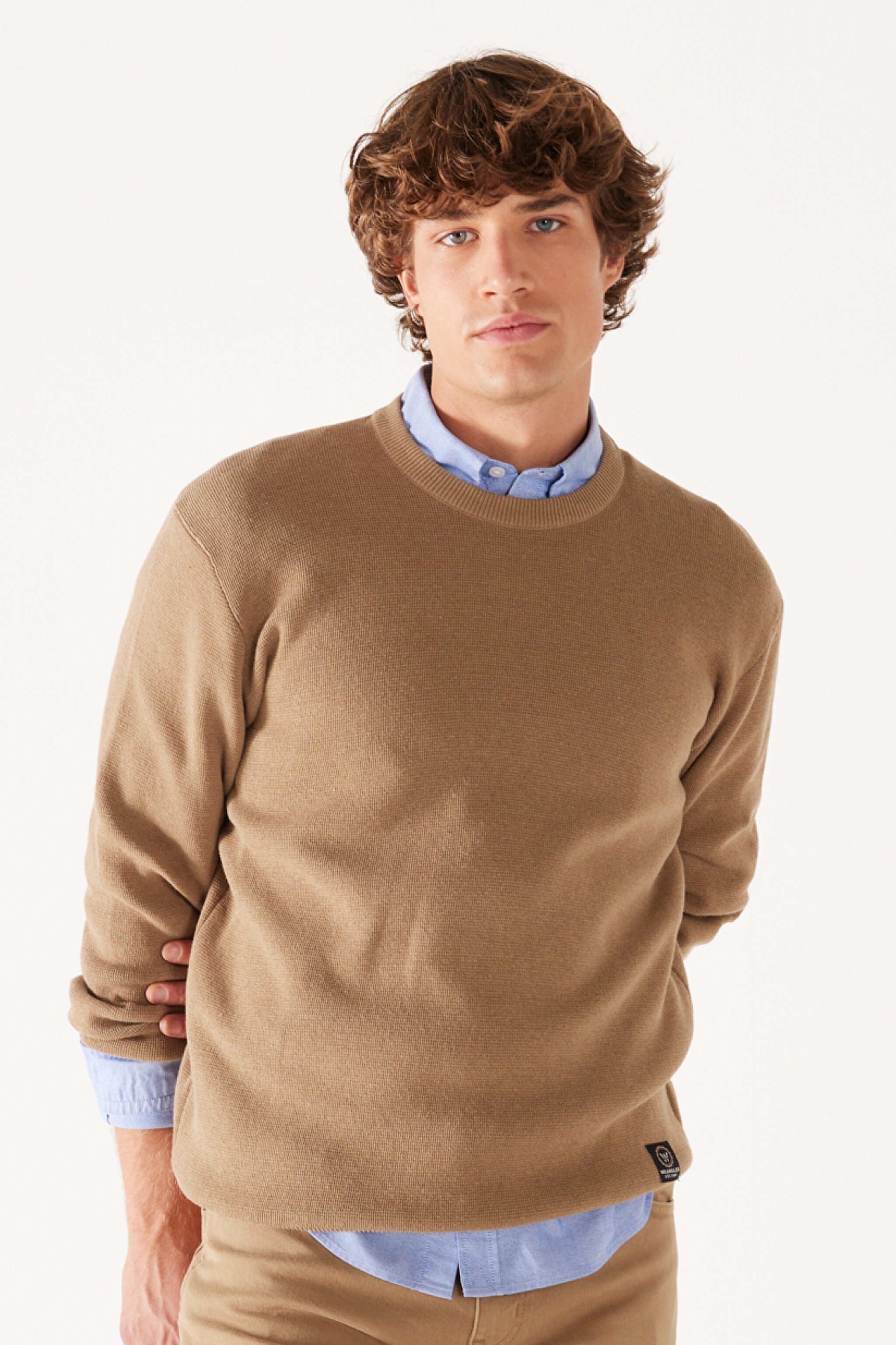 Regular Fit Normal Kesim Bisiklet Yaka Camel Tirko Kazak - Clay-W22210660 (görsel 2)