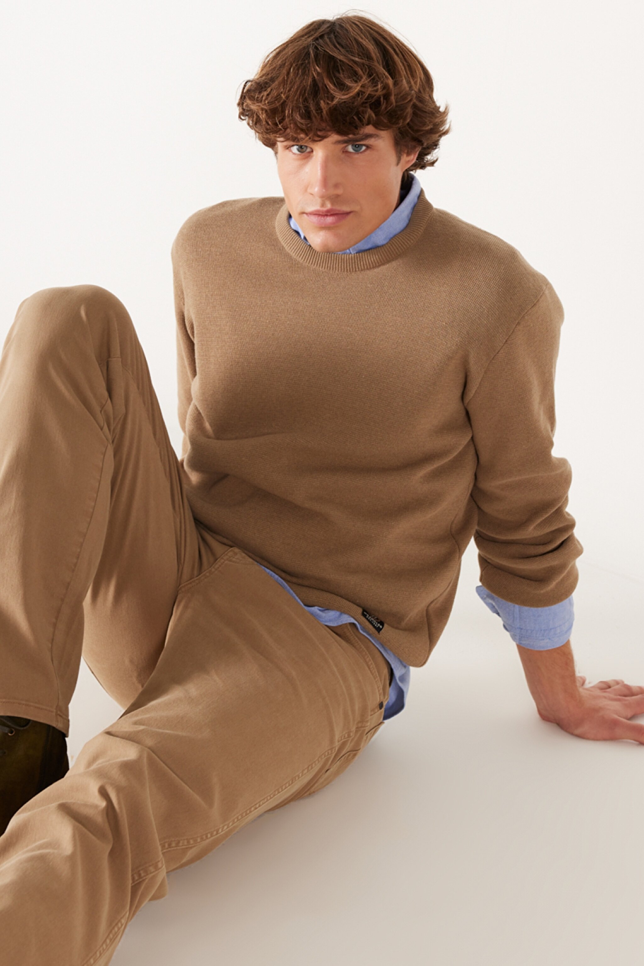 Regular Fit Normal Kesim Bisiklet Yaka Camel Tirko Kazak - Clay-W22210660 (görsel 5)