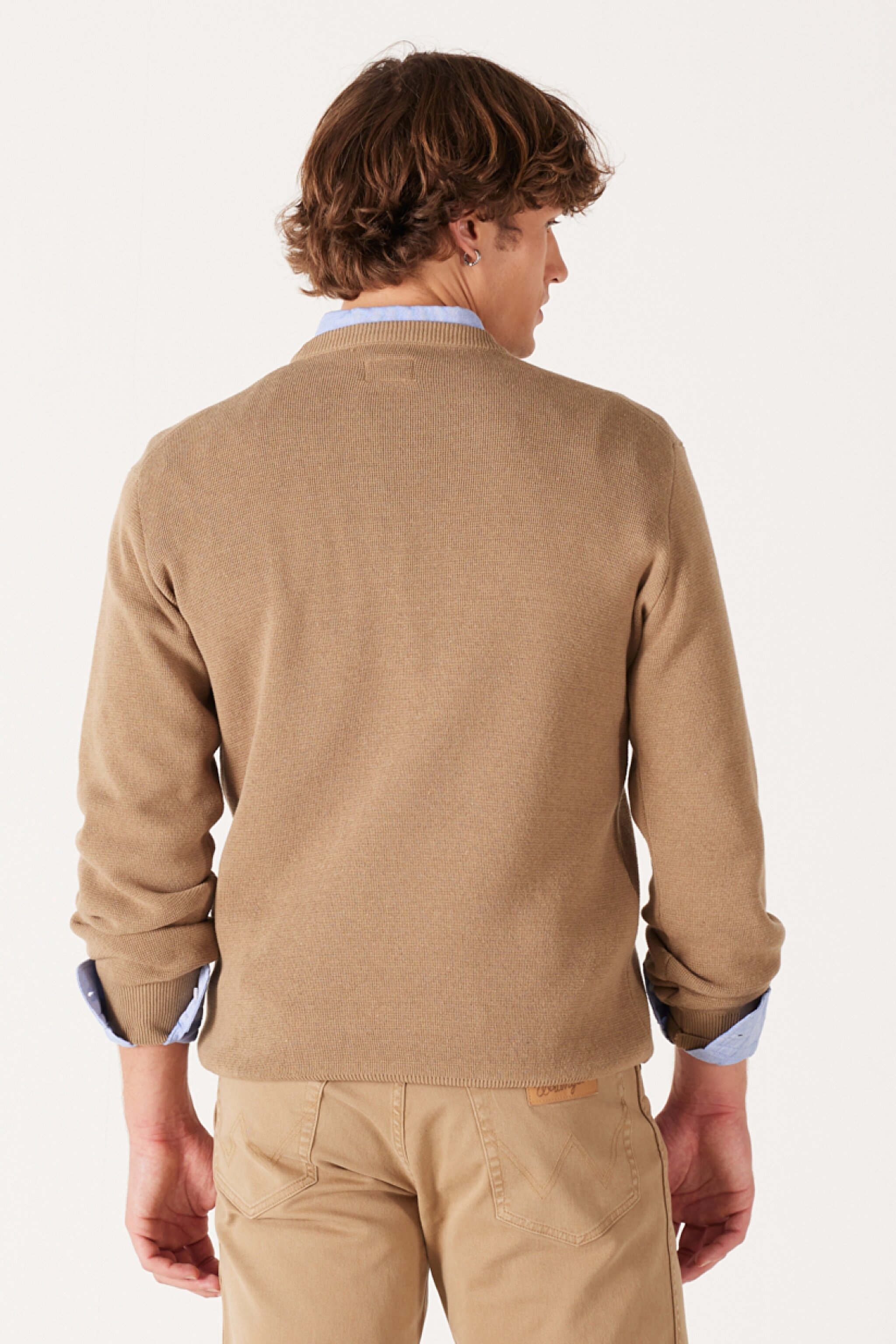 Regular Fit Normal Kesim Bisiklet Yaka Camel Tirko Kazak - Clay-W22210660 (görsel 8)